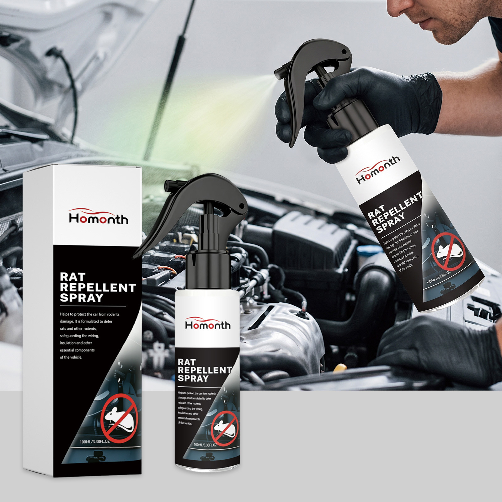 Mäuseabwehrspray Für Haus, Garage, Automotor, Innen- Und Außenbereich, Praktisch Zur Täglichen Nagerbekämpfung – 100 Ml -- Biemmedue