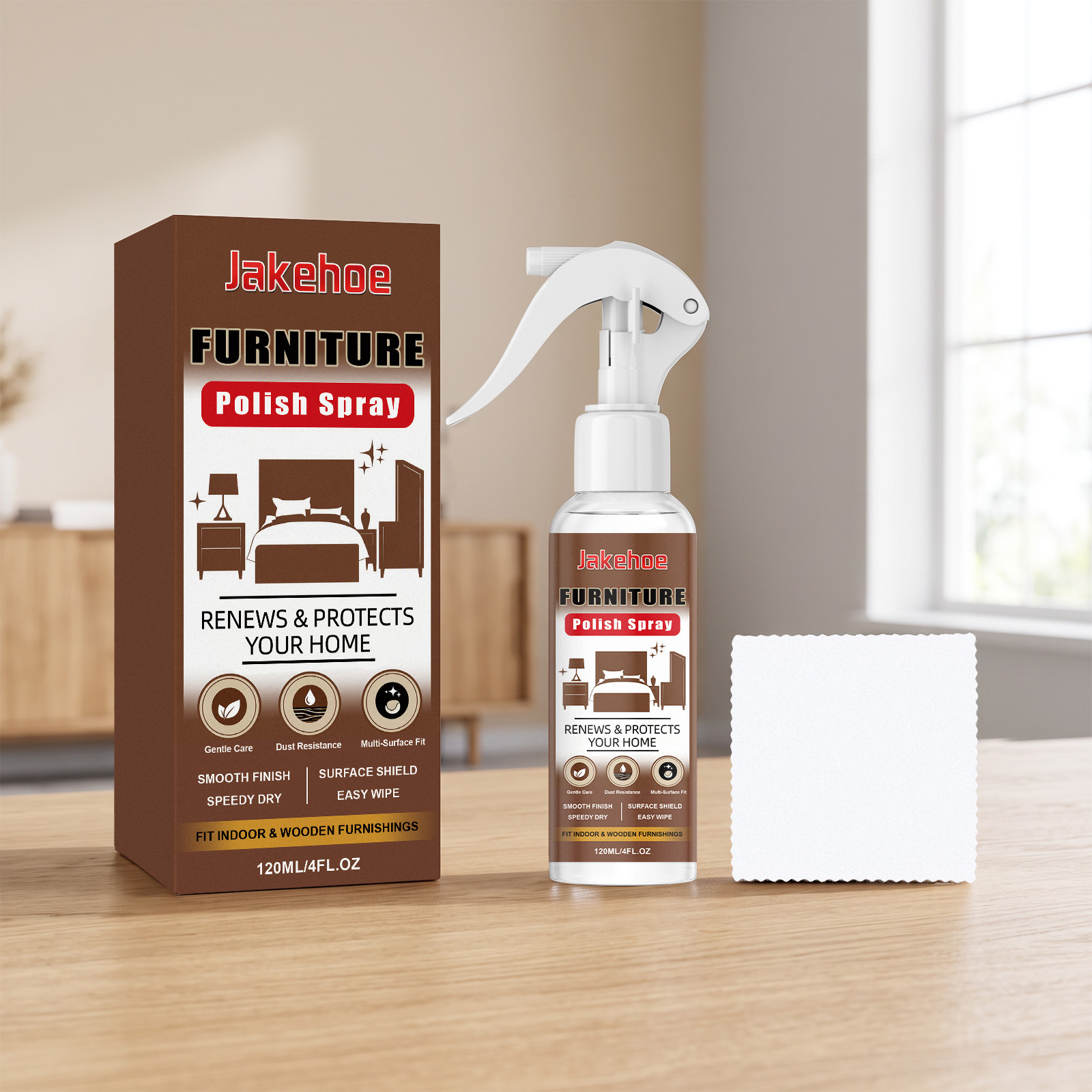 Möbelpflegespray Zur Reinigung Von Oberflächenstaub Und Zur Pflege Der Oberfläche Von Holzmöbeln – Möbelpflegespray: 120 Ml × 1, Tuch × 1 -- Biemmedue
