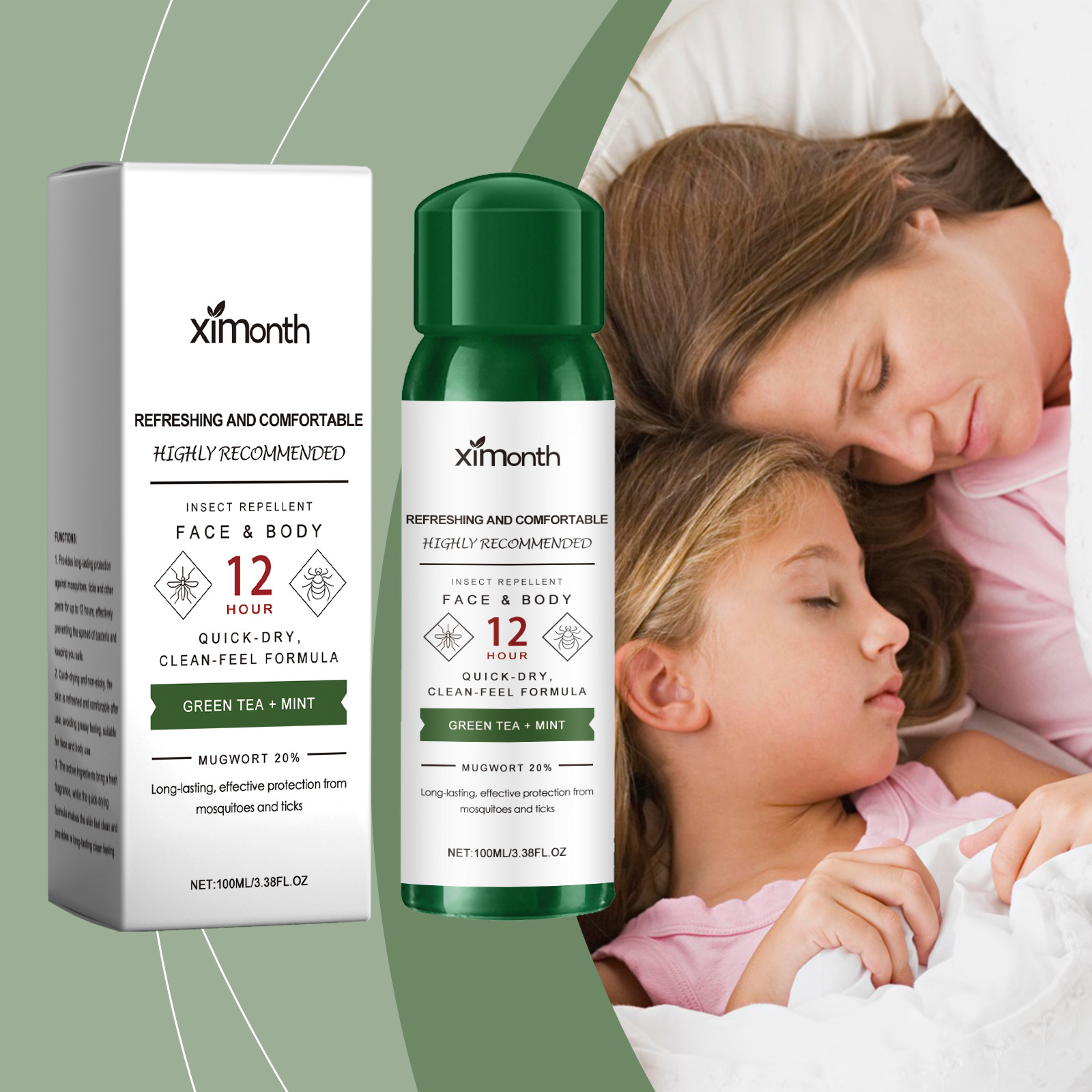 Mückenabweisendes, Schnell Trocknendes Grüntee-spray – Kühlend, Pflanzlich, Wohltuend, Wehrt Mücken Ab, Sanft Und Hinterlässt Einen Frischen Duft – 100 Ml -- Biemmedue