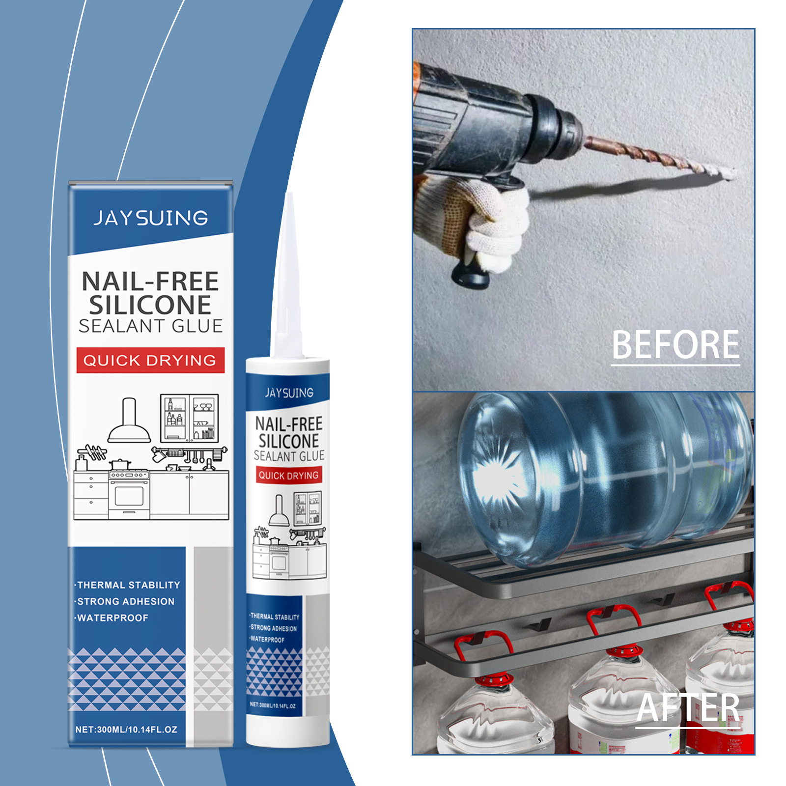 Nagelfreies Silikondichtmittel Für Den Hausgebrauch Auf Holz, Metall, Keramik Und Kunststoffen – 300 Ml -- Dtekgaz
