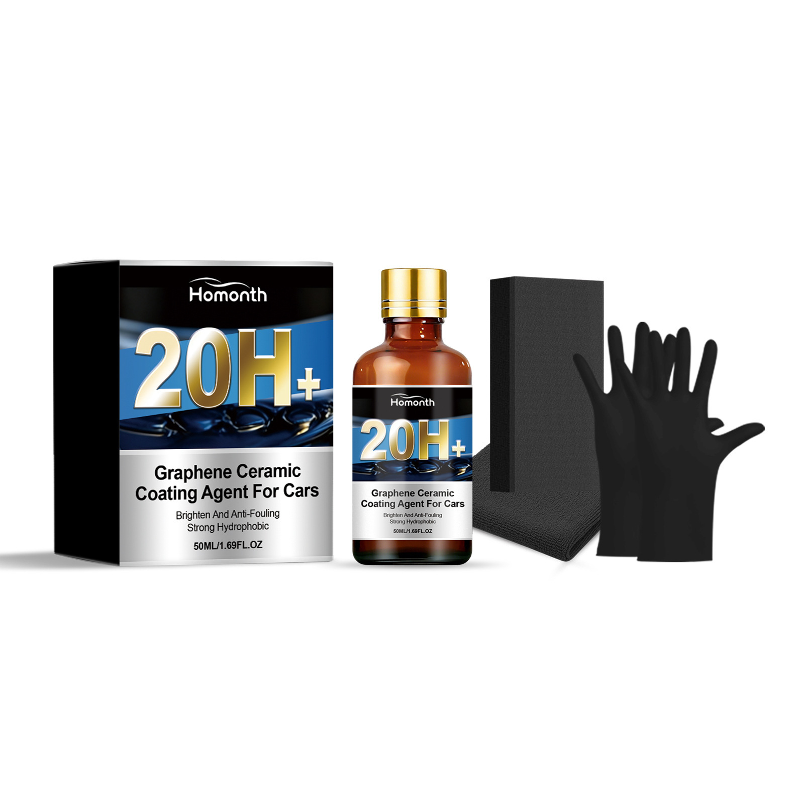 Nano-keramik-beschichtungsset Zur Reinigung Von Autolackkratzern, Zum Abdecken Und Reparieren Von Beschichtungen – 50 Ml + Schwamm1 + Handtuch1 + Handschuhe1 Paar -- Biemmedue