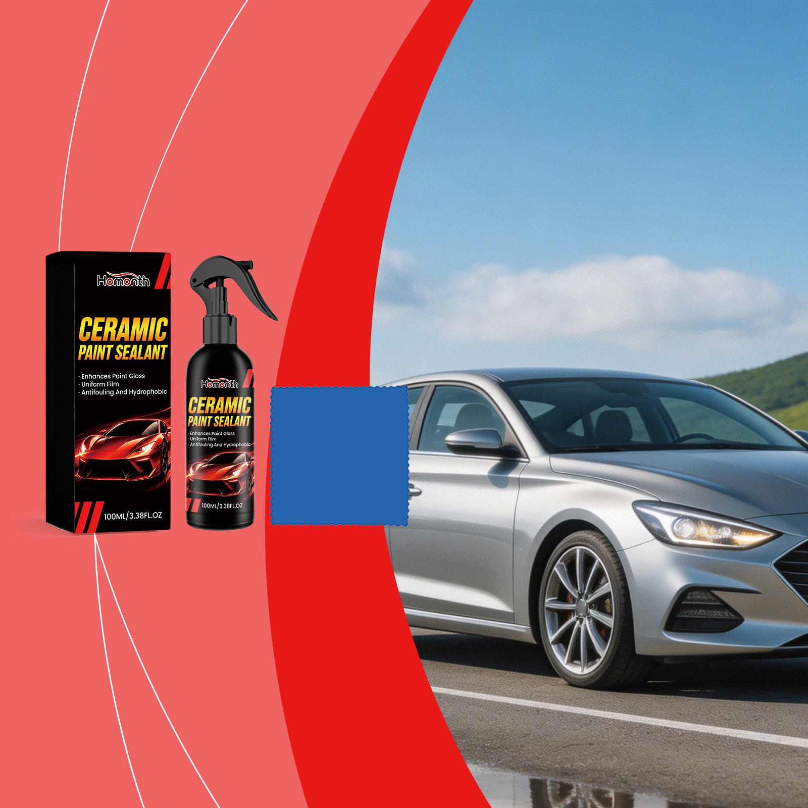 Nano-keramik-beschichtungsspray Für Die Tägliche Reinigung, Die Pflege Von Autolackbeschichtungen Und Zum Polieren – Praktisches Spray (100 Ml X 1, Inklusive Eines Tuchs X 1) -- Biemmedue
