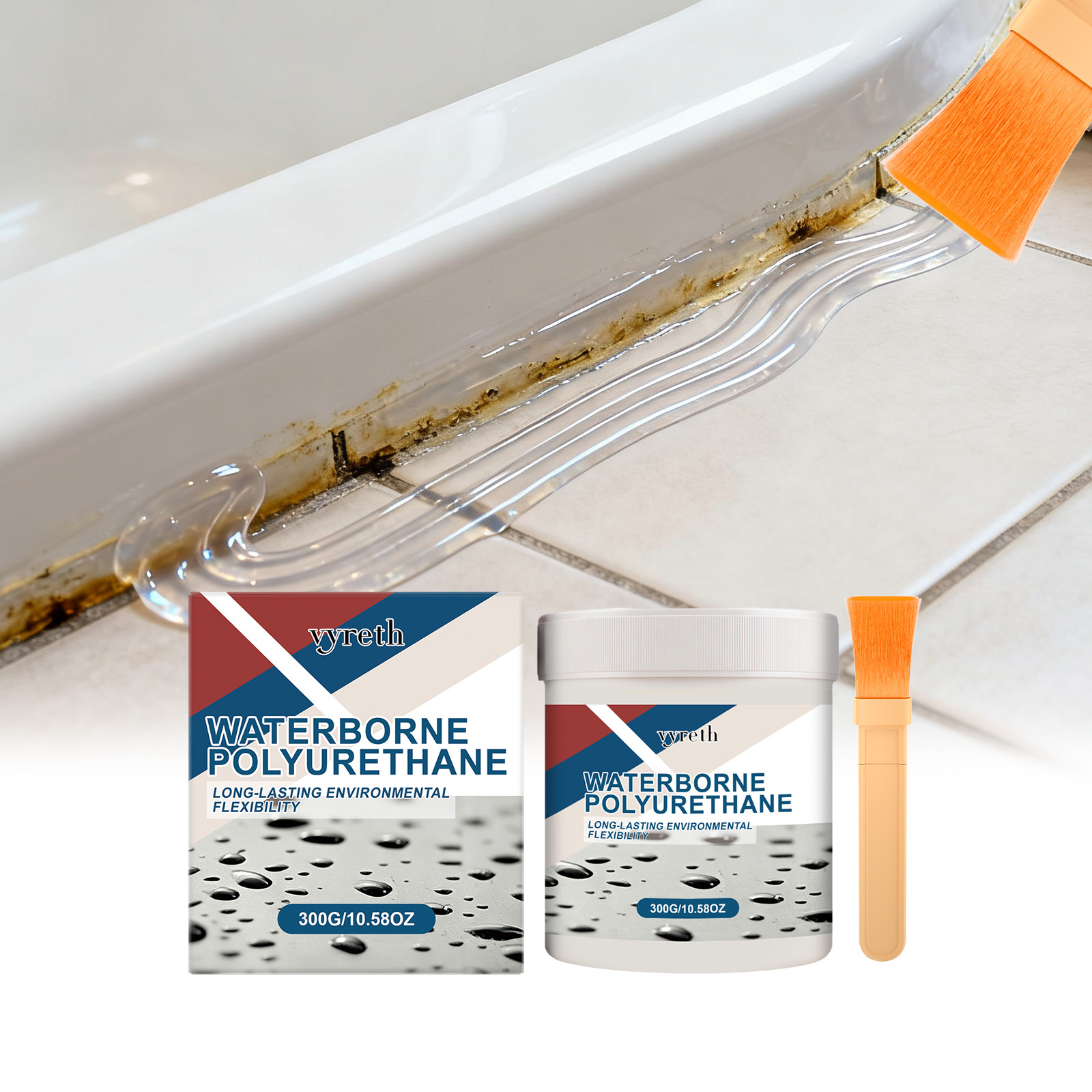 Neues, Auslaufsicheres Dichtmittel Für Die Alltägliche Abdichtung Und Reparatur Von Wand- Und Bodenfugen, Transparent Und Wasserdicht – 300 G × 1, Pinsel × 1 -- Biemmedue