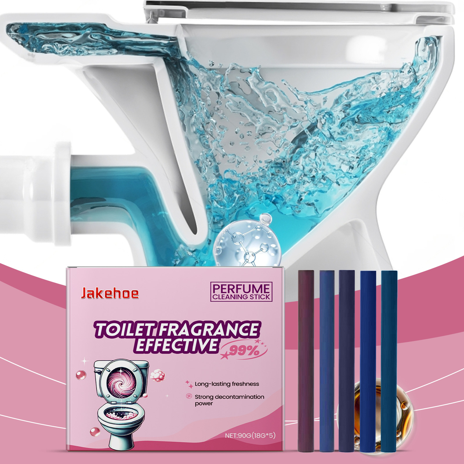 Parfümierter Wc-reiniger-stick - 90 G (18 G 5) Reinigt Und Entfernt Schmutz Und Gerüche Und Hinterlässt Einen Frischen Und Angenehmen Duft Auf Der Toilette. -- Biemmedue