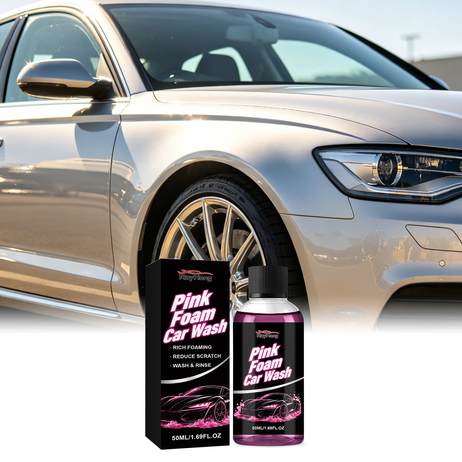 Pinkfarbenes Schaum-autowaschmittel, Reichhaltiger Schaum, Ideal Zur Reinigung Und Pflege Alltäglicher Verschmutzungen Auf Der Fahrzeugoberfläche – 50 Ml -- Biemmedue