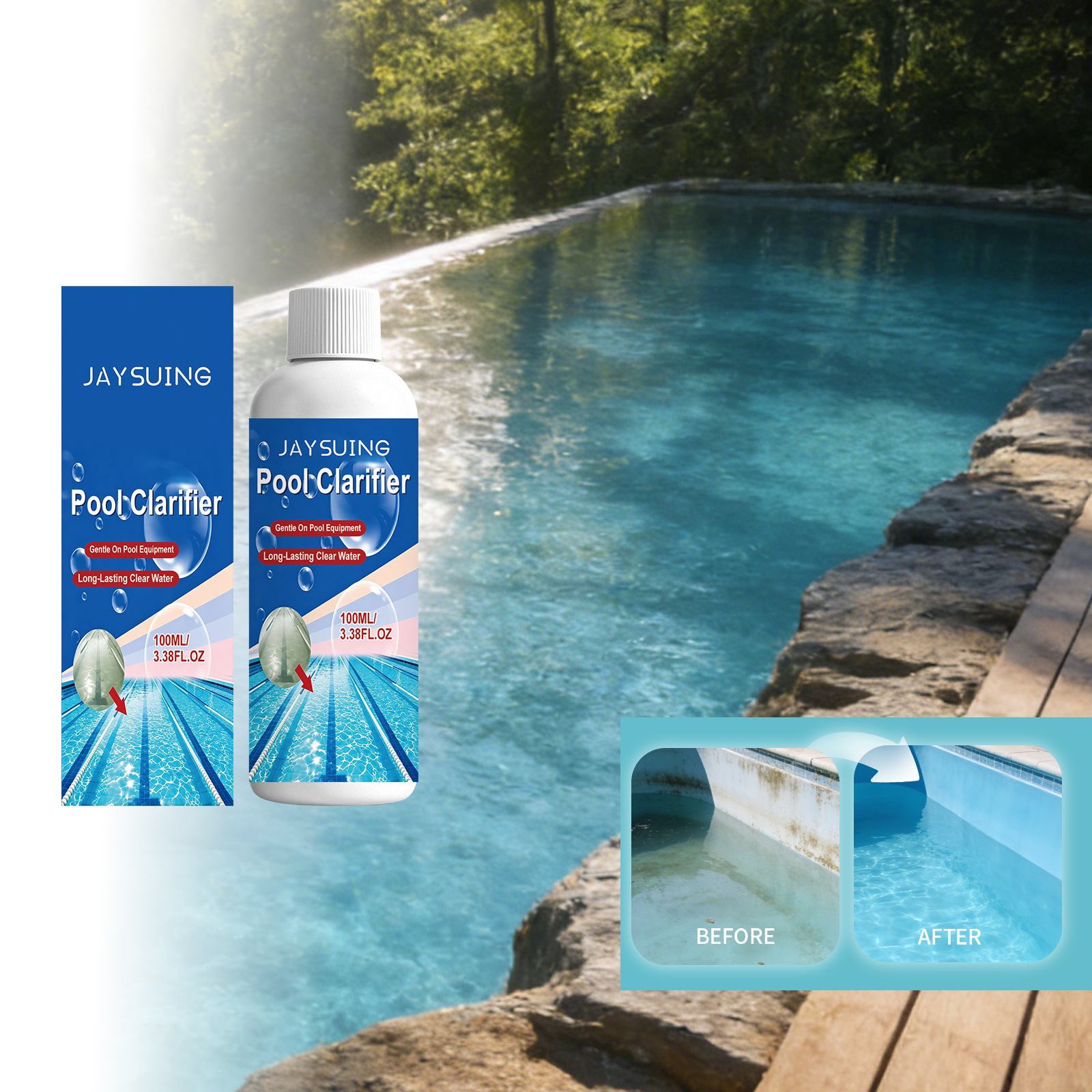 Poolklärer – Praktischer Reiniger Für Die Tägliche Poolreinigung, Entfernt Kalkablagerungen Und Gerüche, Beseitigt Wasserablagerungen Und Bleichmittel – 100 Ml -- Biemmedue