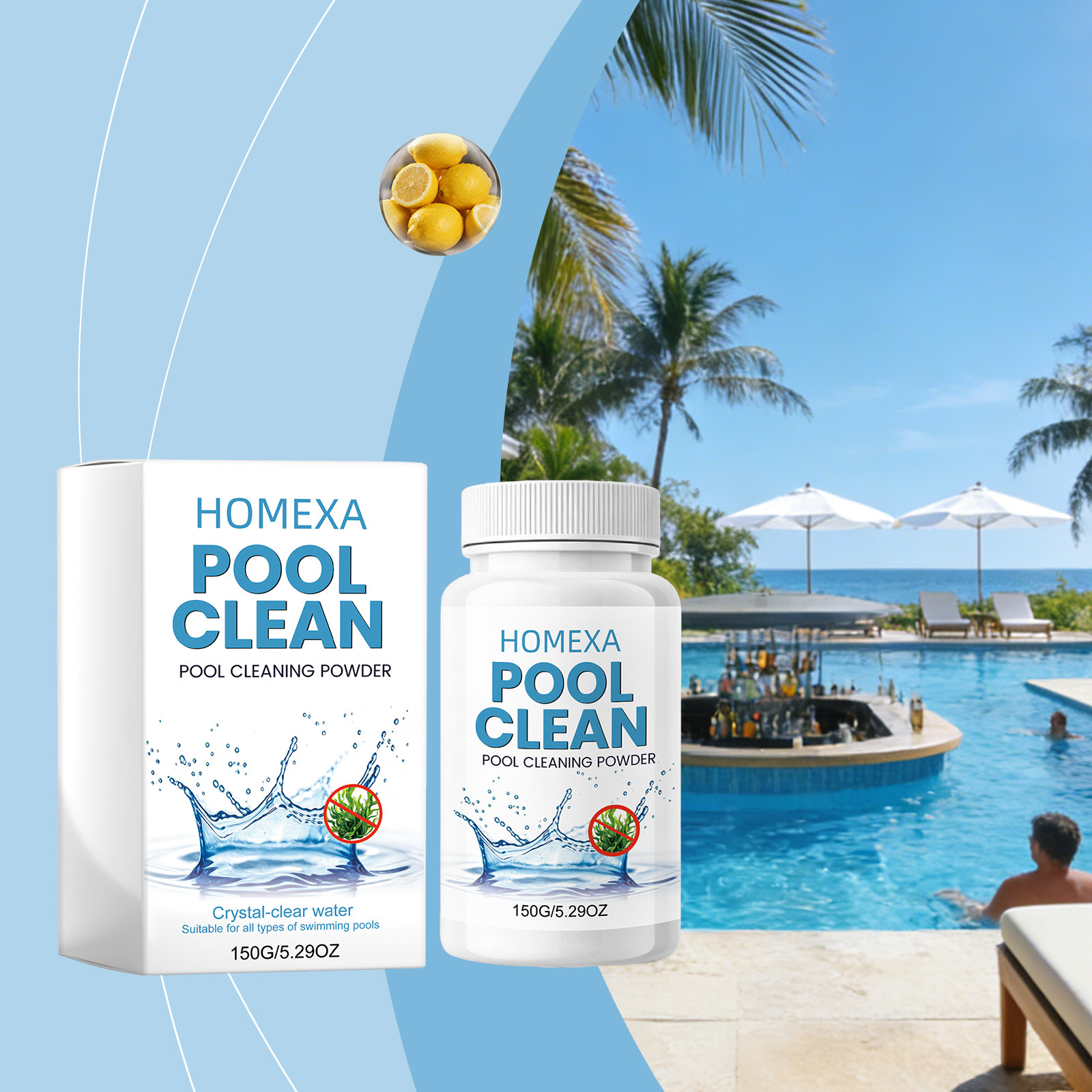 Poolreinigungspulver Für Die Tägliche Poolreinigung, Reduziert Gerüche, Sorgt Für Klares Und Pflegeleichtes Wasser – 150 G -- Biemmedue