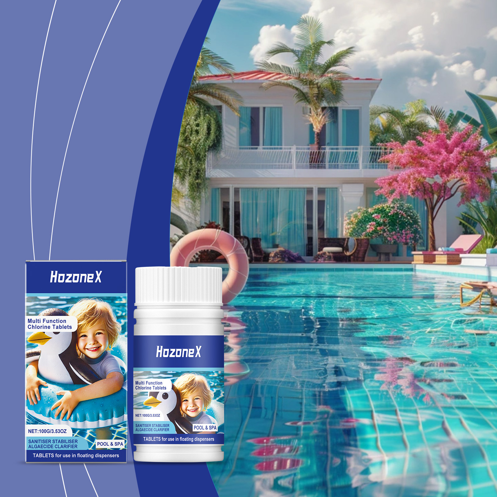 Poolreinigungstabletten – Klärt Poolwasser, Beseitigt Gerüche, Löst Schnell Schmutz Und Ablagerungen – 100 G -- Dtekgaz