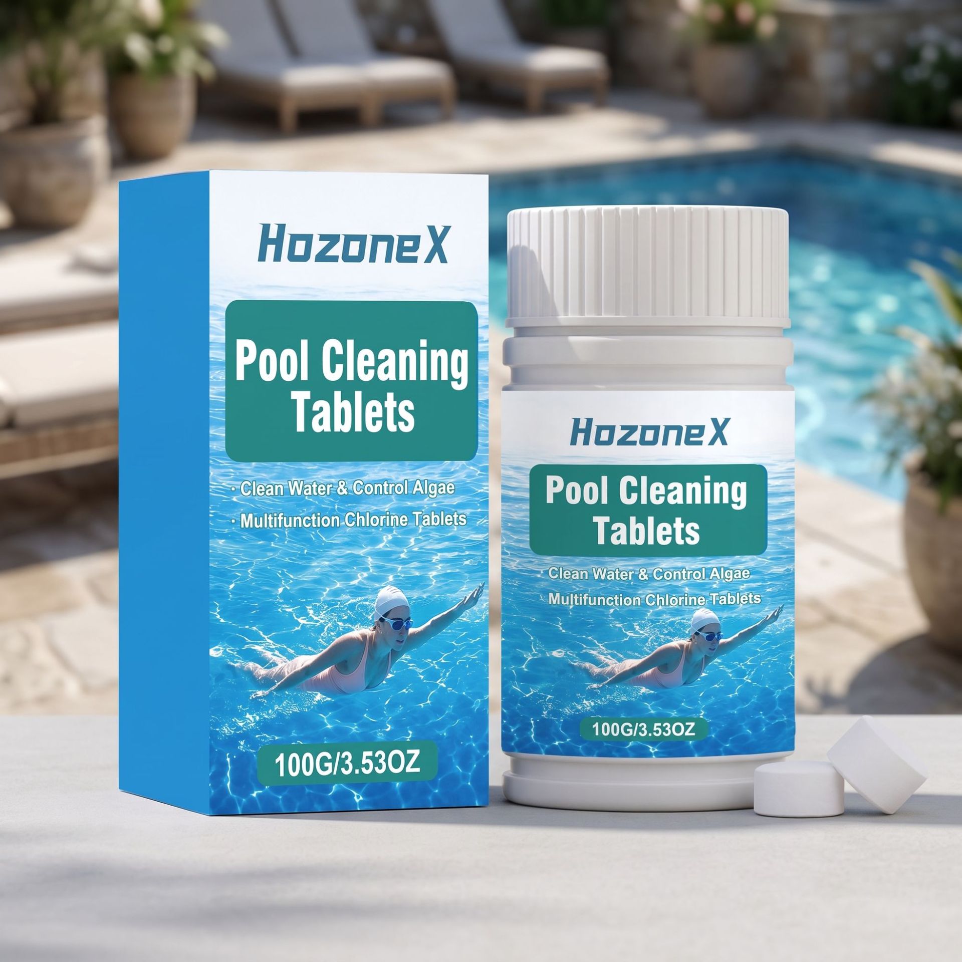 Poolreinigungstabletten, Lösen Sich Gleichmäßig Auf, Hemmen Algenwachstum, Gleichen Die Wasserqualität Aus, Sorgen Für Langanhaltende Wasserreinigung Und Ganzjährige Poolwasserqualität – 100 G -- Biem