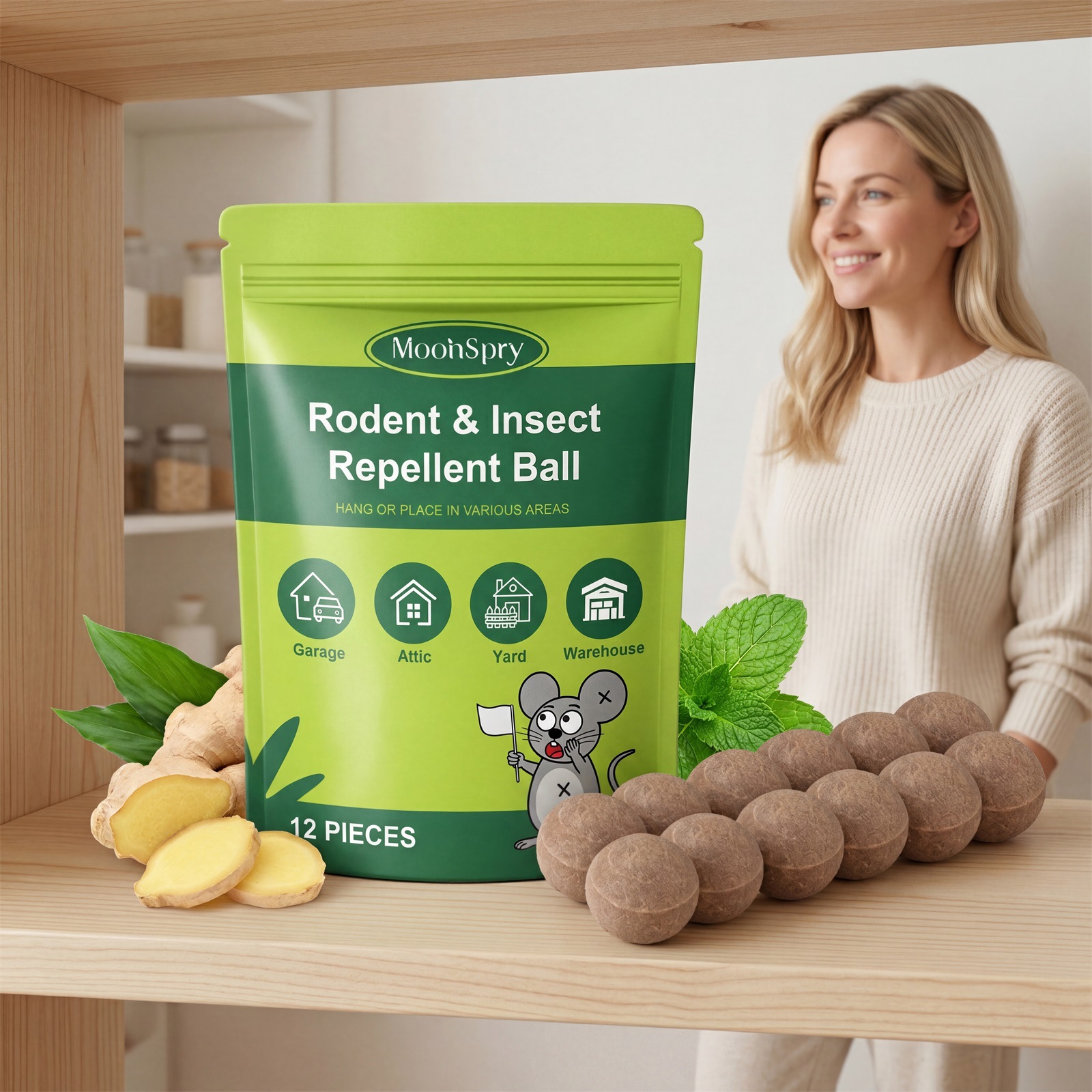 Praktische Ratten- Und Insektenabwehrbälle Für Den Hausgebrauch, Duftende Rattenabwehrprodukte Zur Nagetierbekämpfung Im Innen- Und Außenbereich – 12 Ratten- Und Insektenabwehrbälle, 1 Netzbeutel -- B