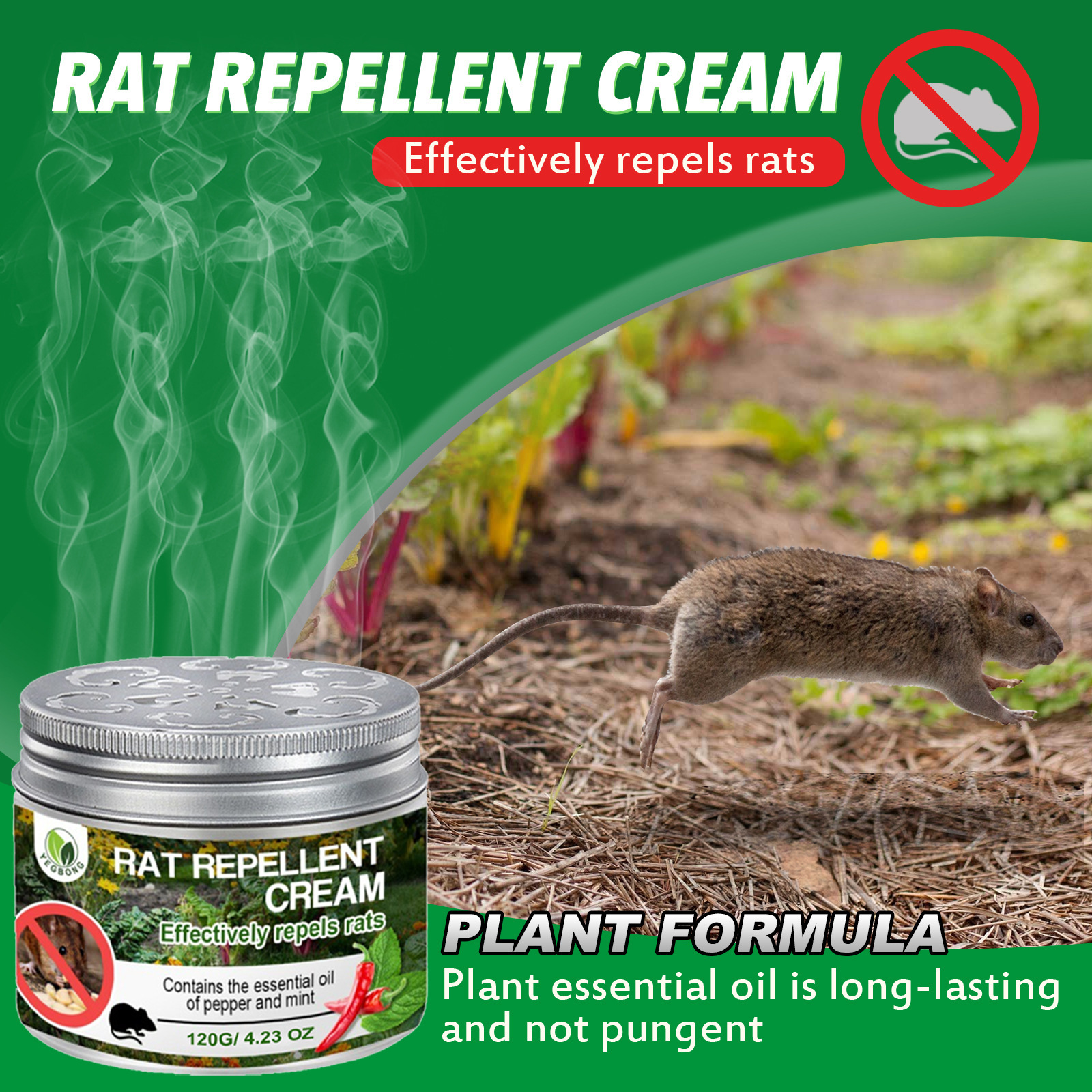 Rattenabwehrpaste Für Garten, Haushalt Und Gemüsegarten Enthält Pflanzenextrakte Zur Abwehr Und Zum Fang Von Ratten – 120 G -- Biemmedue