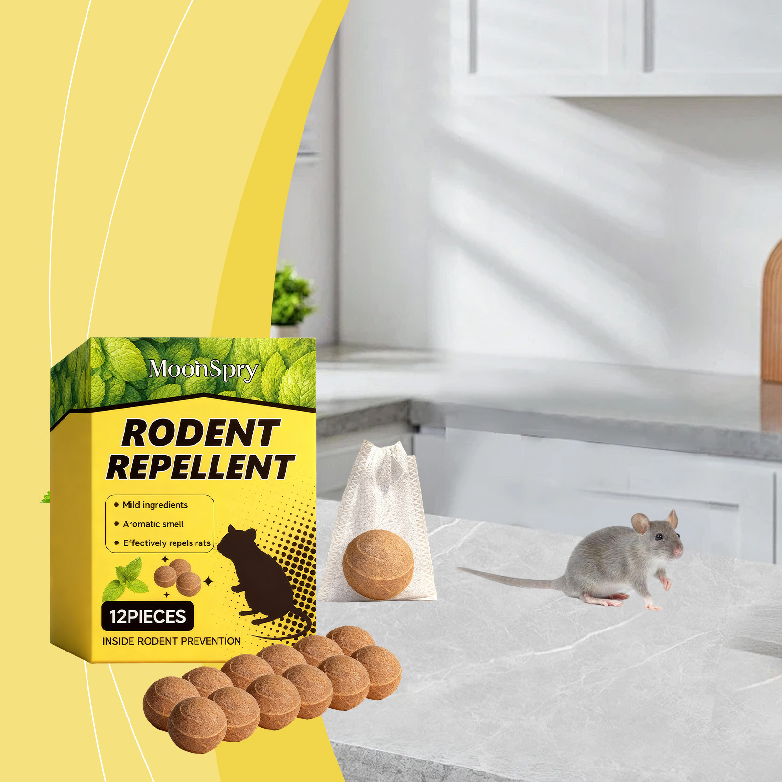Rattenabwehrpellets, Geeignet Für Den Innen- Und Außenbereich, Verhindern Das Annagen Von Möbeln Durch Ratten Und Verströmen Einen Milden, Frischen Duft – 12 Stück -- Biemmedue