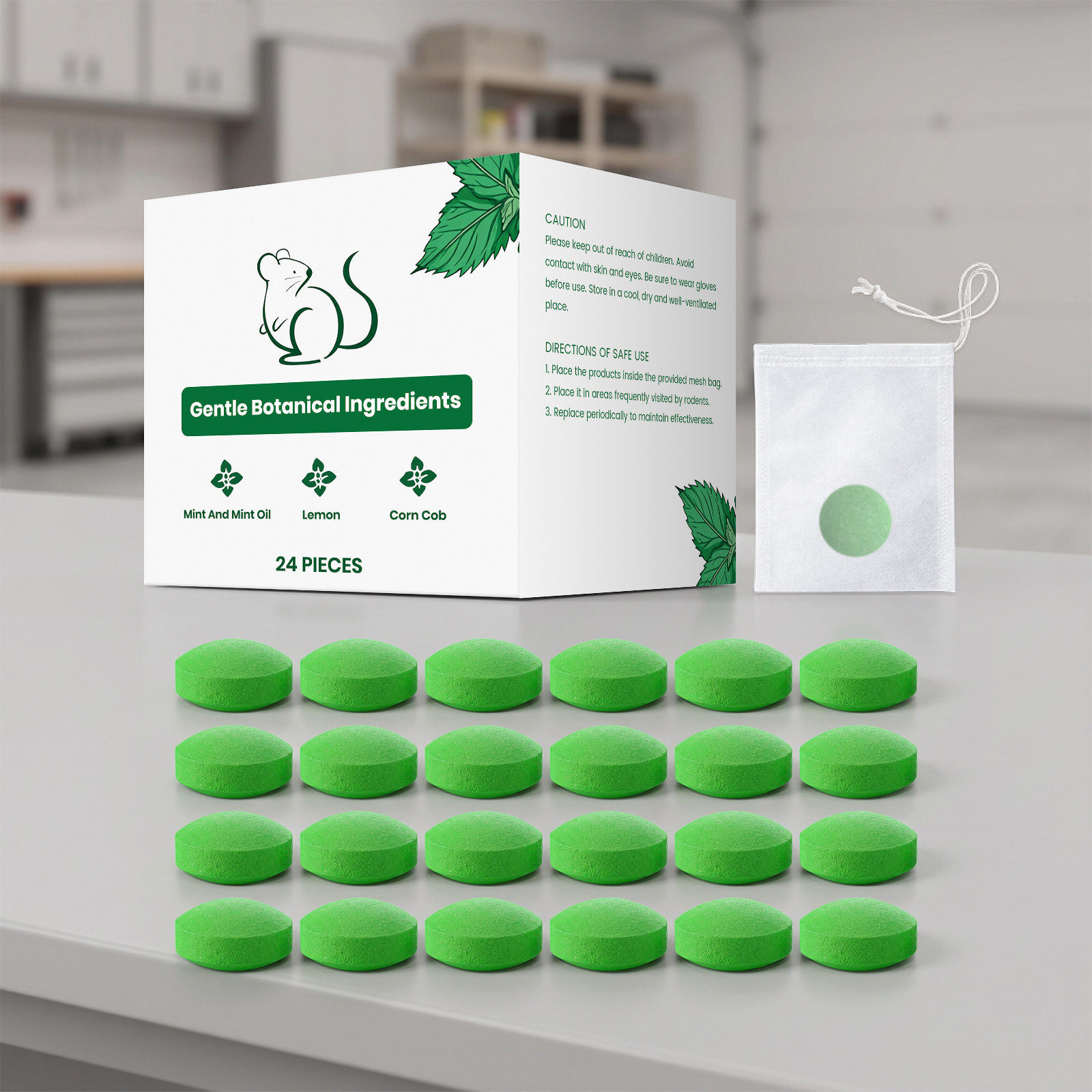 Rattenabwehrtabletten Für Den Täglichen Gebrauch, Für Drinnen Und Draußen - 24 Stück (rattenabwehrtabletten + Netzbeutel) -- Biemmedue