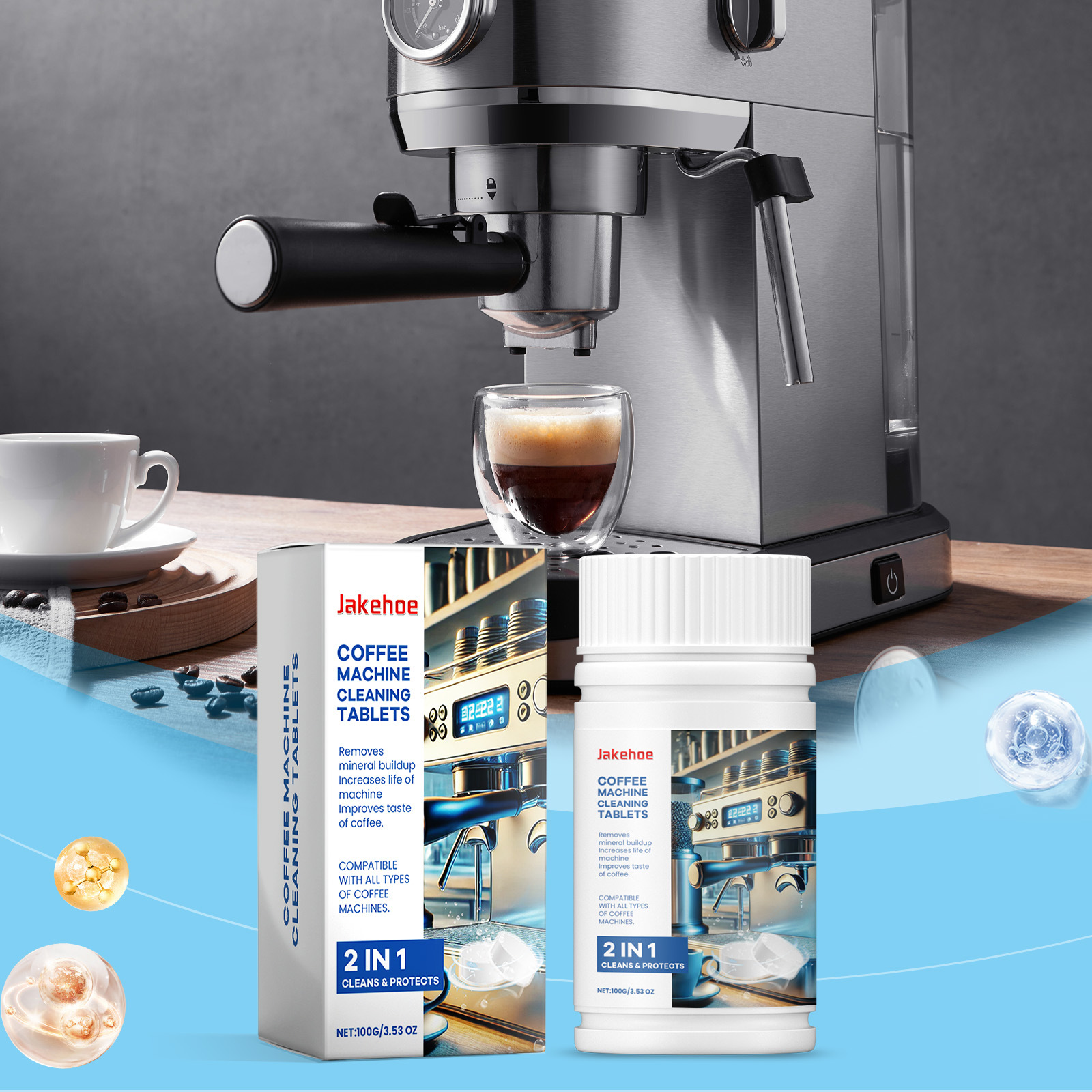 Reinigungstabletten Für Kaffeemaschinen - 100 G - Spezielle Reinigungstabletten Zur Entfernung Von Flecken Und Kalkablagerungen Sowie Zur Wartung/überholung Von Kaffeemaschinen. -- Biemmedue