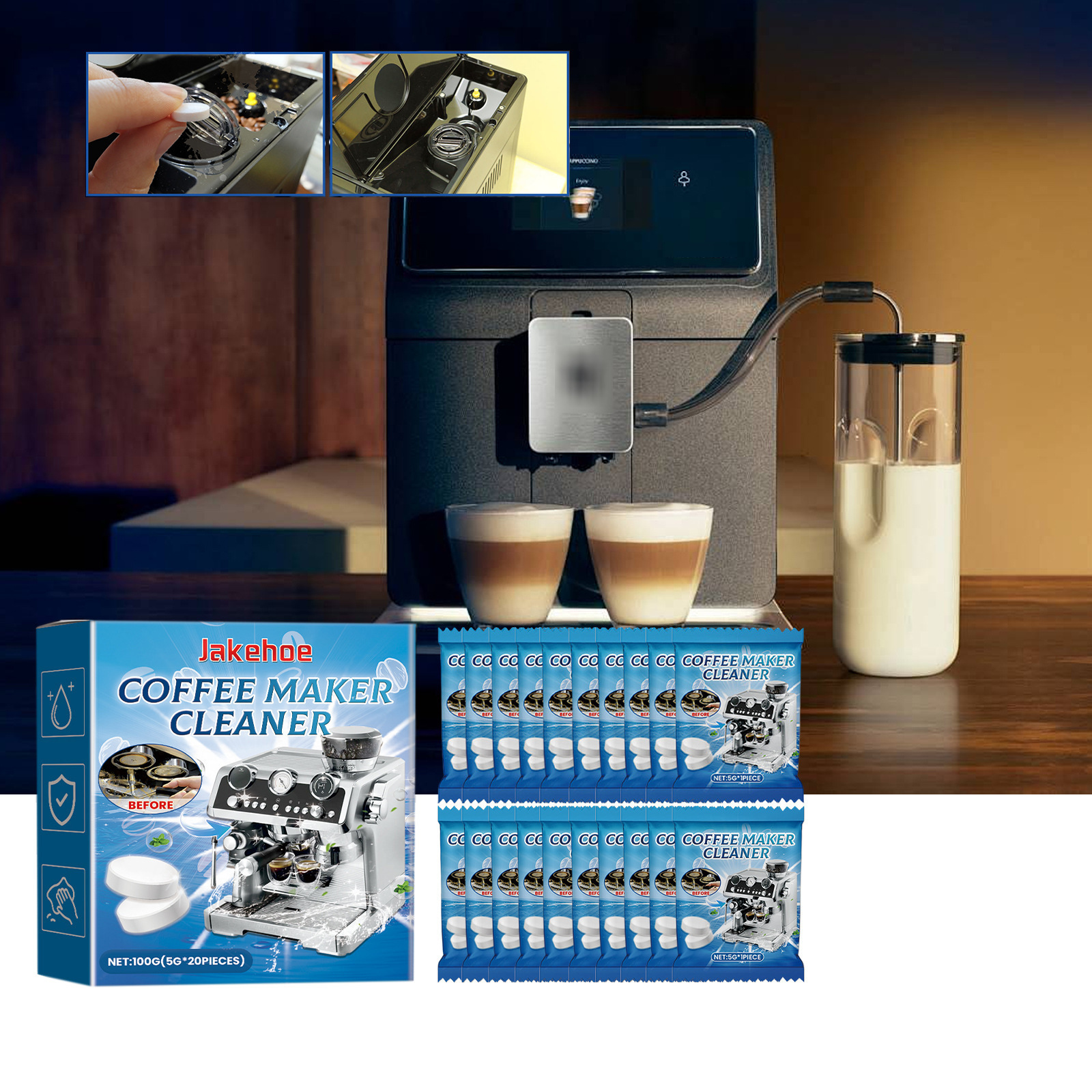 Reinigungstabletten Für Kaffeemaschinen – 100 G (5 G X 20 Stück) Zur Reinigung Von Hartnäckigen Flecken, Schmutz Und Kalkablagerungen Aus Den Brühfiltern Von Kaffeemaschinen. -- Biemmedue