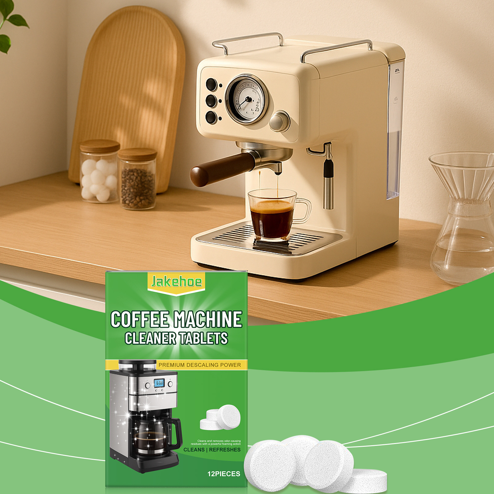 Reinigungstabletten Für Kaffeemaschinen, Zur Entfernung Von Kaffeeflecken Und -rückständen, Zur Filterpflege Und Als Brausetabletten – 12 Stück -- Biemmedue