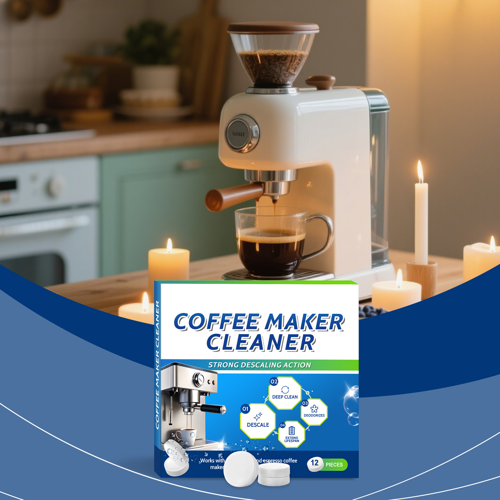 Reinigungstabletten Für Kaffeemaschinen, Sanfte Tägliche Reinigung Zur Entfernung Von Mikrokalk Und Ablagerungen, Tragbar Und Universell Für Die Reinigung Und Pflege Von Kaffeemaschinen – 12 Stück --