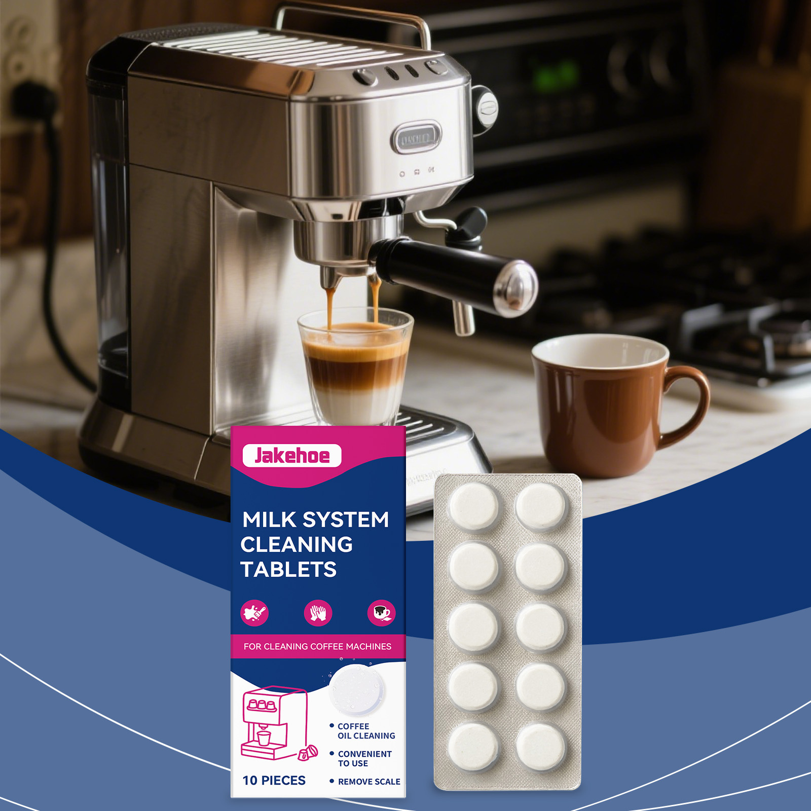 Reinigungstabletten Für Milchsysteme, Fleckenentferner Für Kaffeemaschinen, Tägliche Reinigung, Geeignet Für Gewerbliche Und Private Nutzung – 10 Stück -- Biemmedue