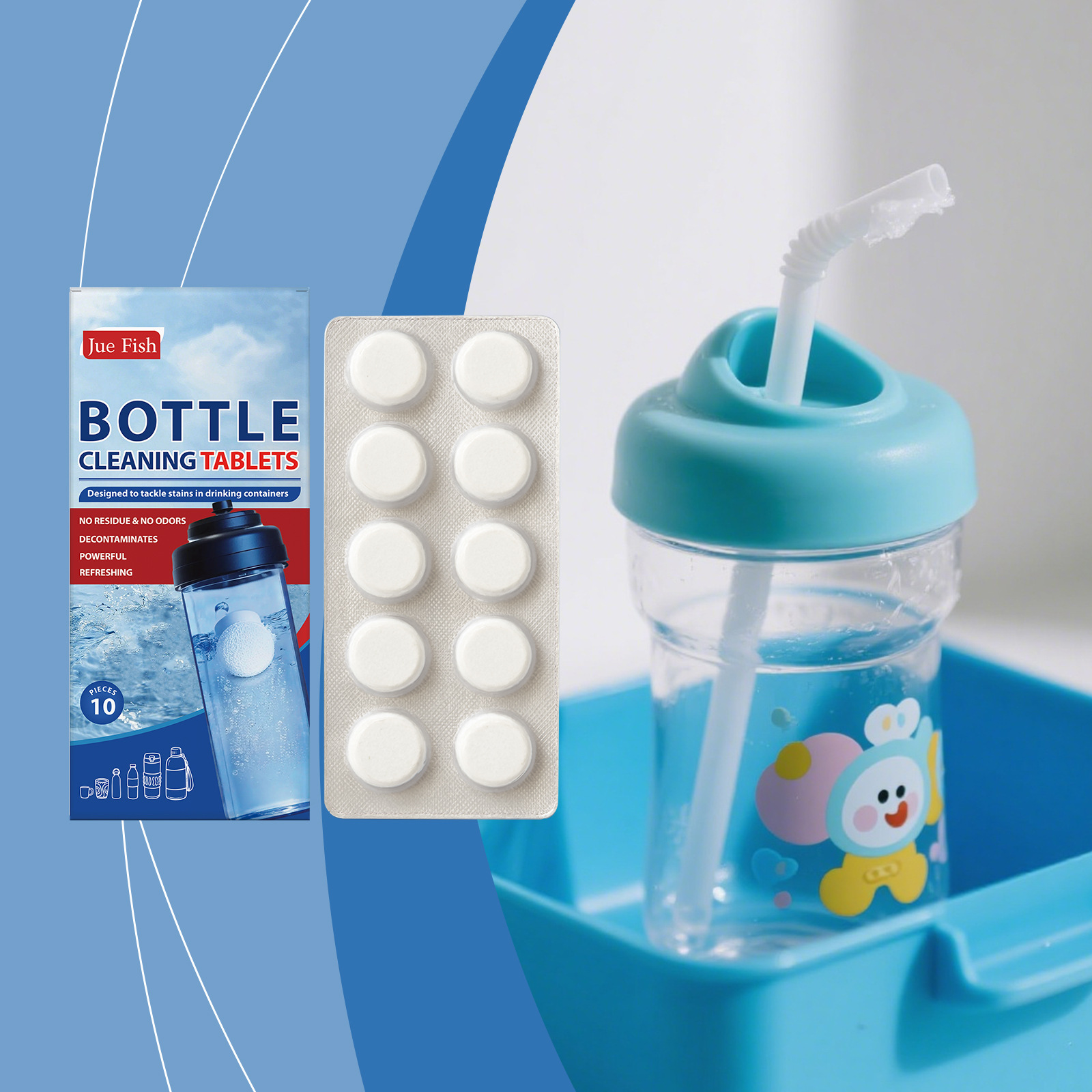 Reinigungstabletten Für Wasserbecher, Praktisch Zum Einweichen Und Auflösen Von Kalkablagerungen, Brausetabletten Für Die Sofortige Reinigung – 10 Stück -- Dtekgaz