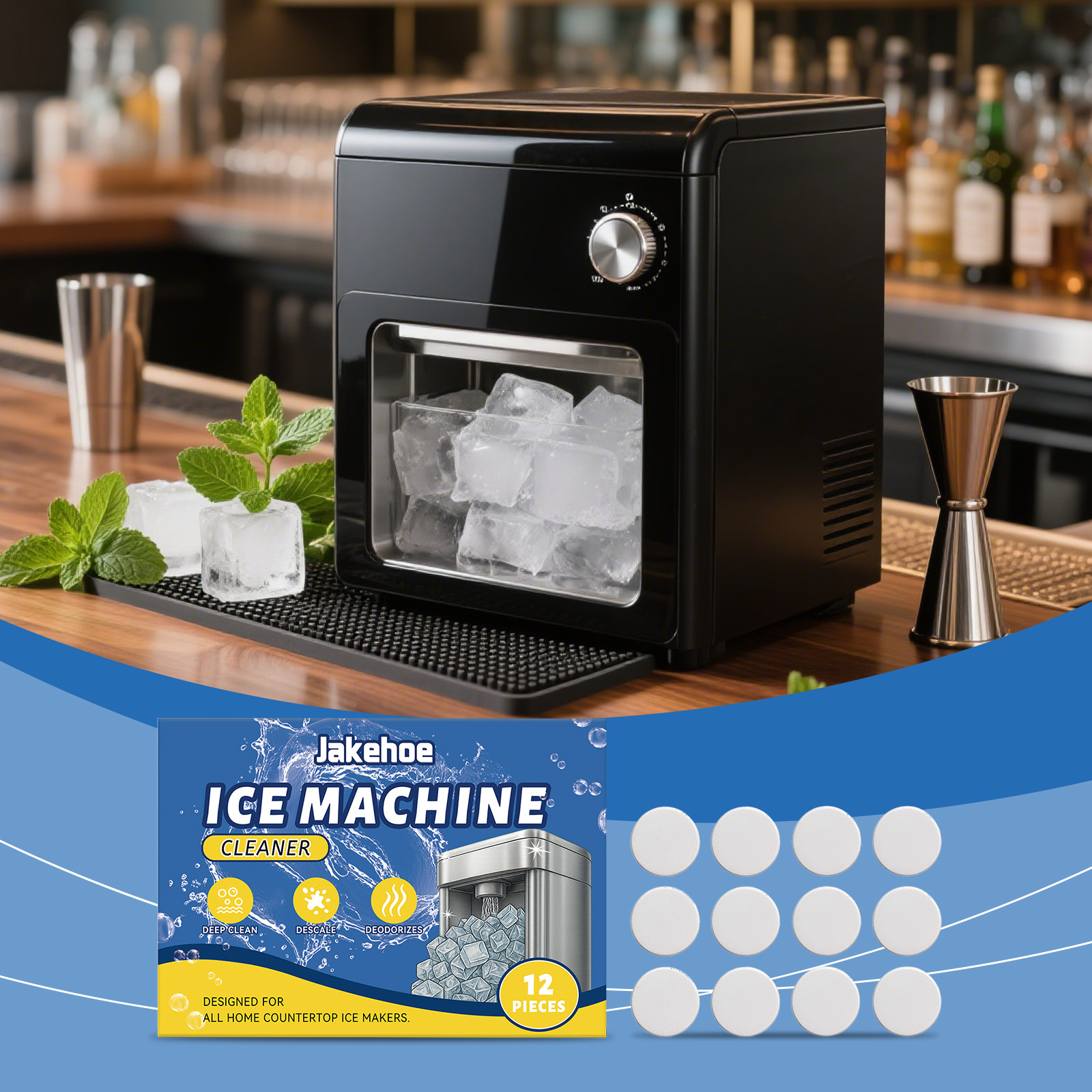 Reinigungstücher Für Eiswürfelbereiter – Schonende Reinigung Für Die Tägliche Innenpflege Von Eiswürfelbereitern, Entfernung Von Kalk Und Flecken – 12 Stück -- Biemmedue