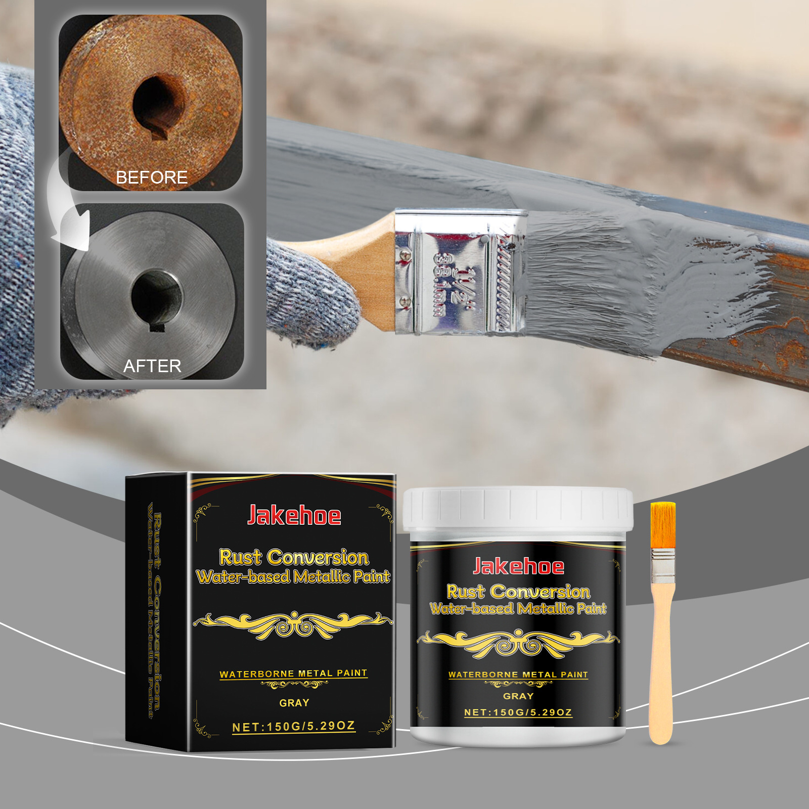 Rostentfernender, Wasserbasierter Metallic-lack (grau), Abriebfest, Vielseitig Einsetzbar, Kratzfest, Glänzender Metallic-lack – Grau -- Biemmedue
