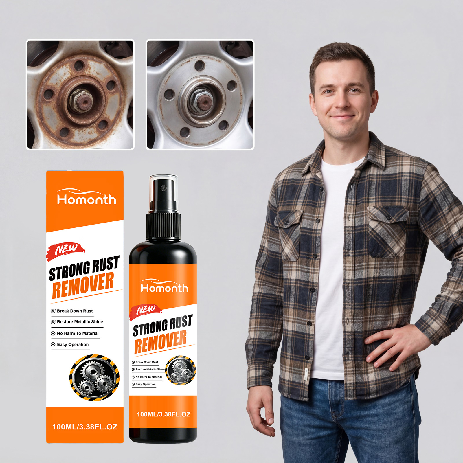 Rostentferner Für Autos, Tägliche Reinigung Ohne Lackbeschädigung, Pflege, Polieren, Restaurieren Und Glanzverstärkung Von Metallteilen – 100 Ml -- Biemmedue
