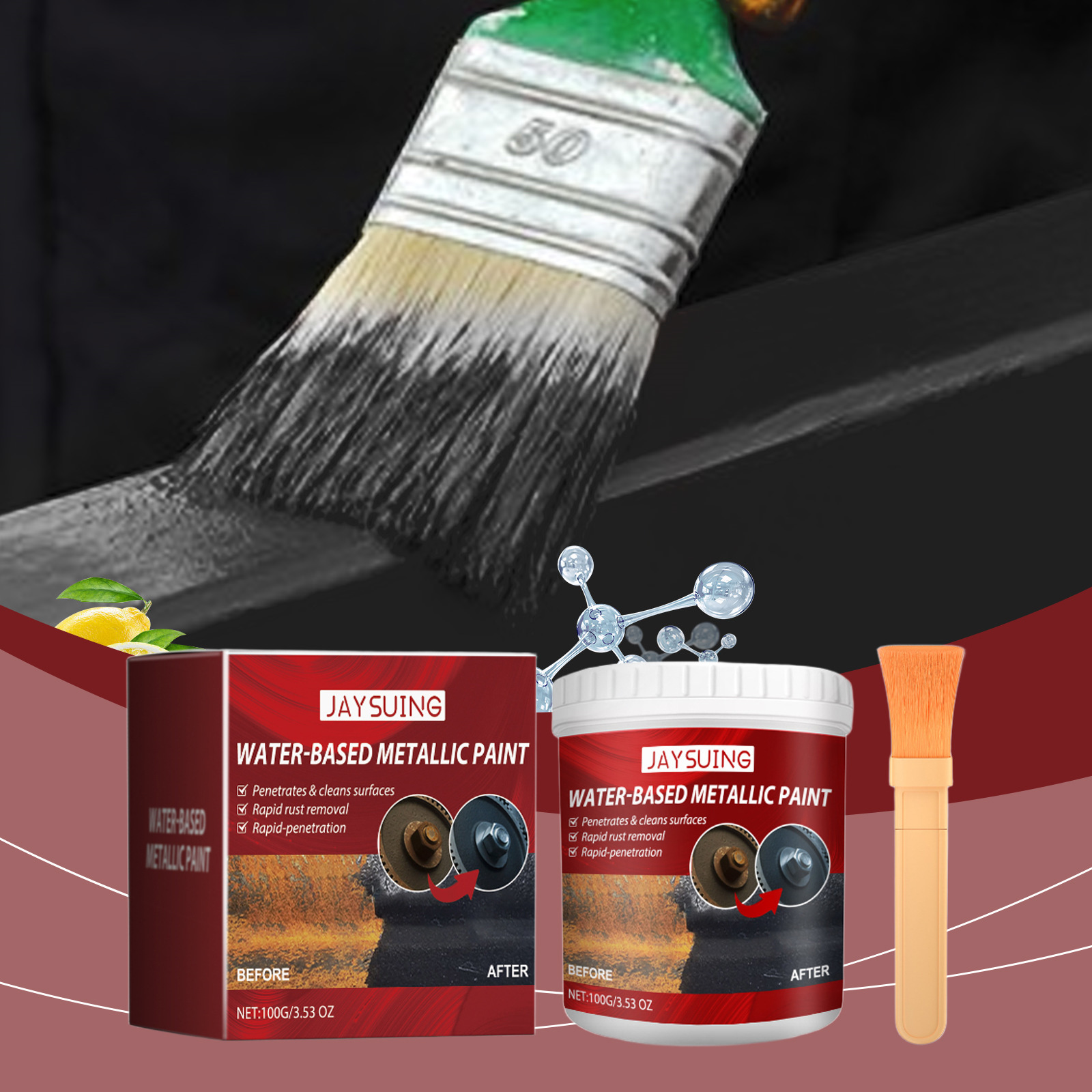 Rostentferner-grundierung Für Metallheizkörper, Korrosionsbeständige Und Renovierungsgeeignete Beschichtung, Grundierungsumwandlungsmittel – 100-g-packung + Pinsel -- Biemmedue