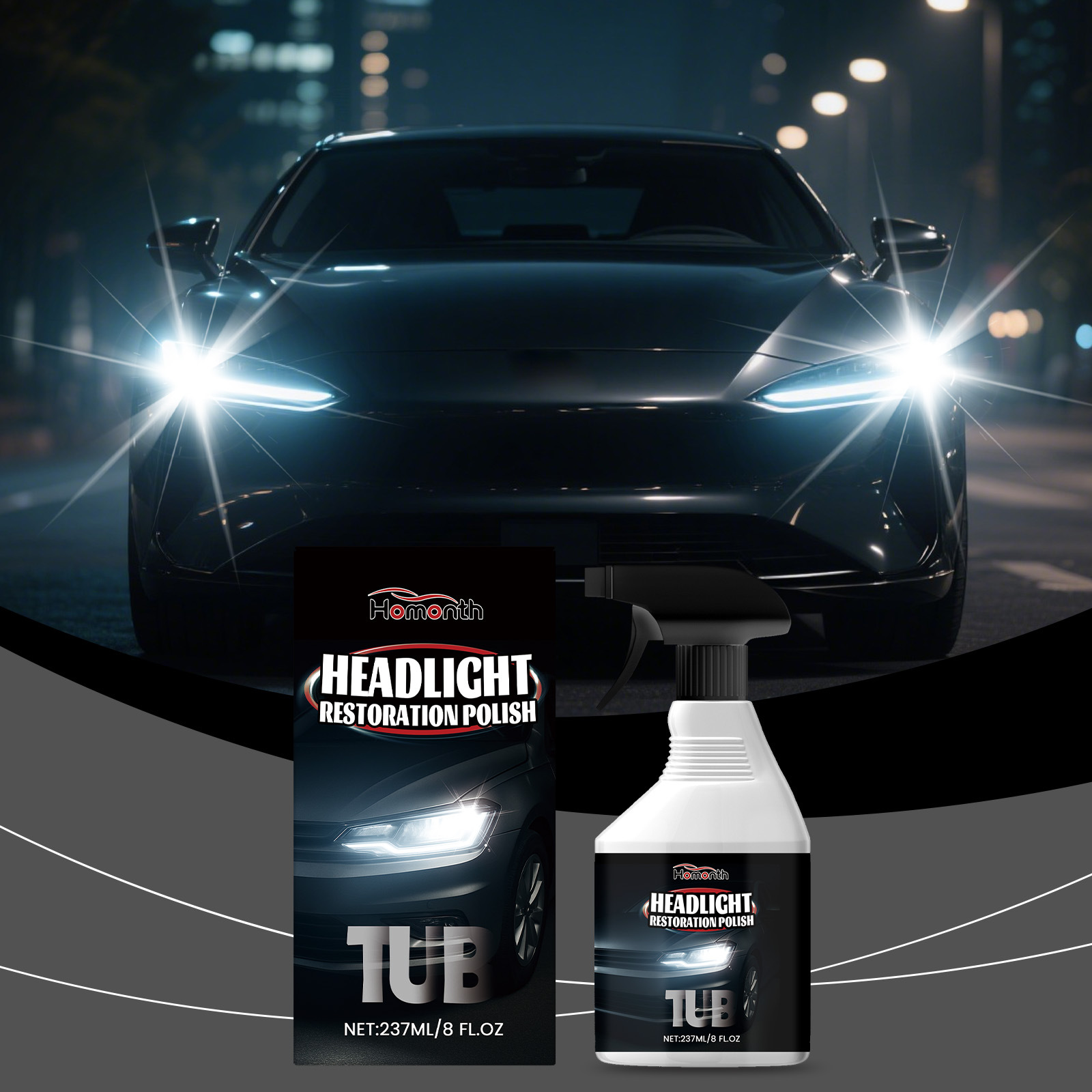 Scheinwerfer-pflegespray, Universelle Lösung Zur Reinigung Der Scheinwerferoberfläche Und Verbesserung Der Lichtdurchlässigkeit – 237 Ml -- Biemmedue