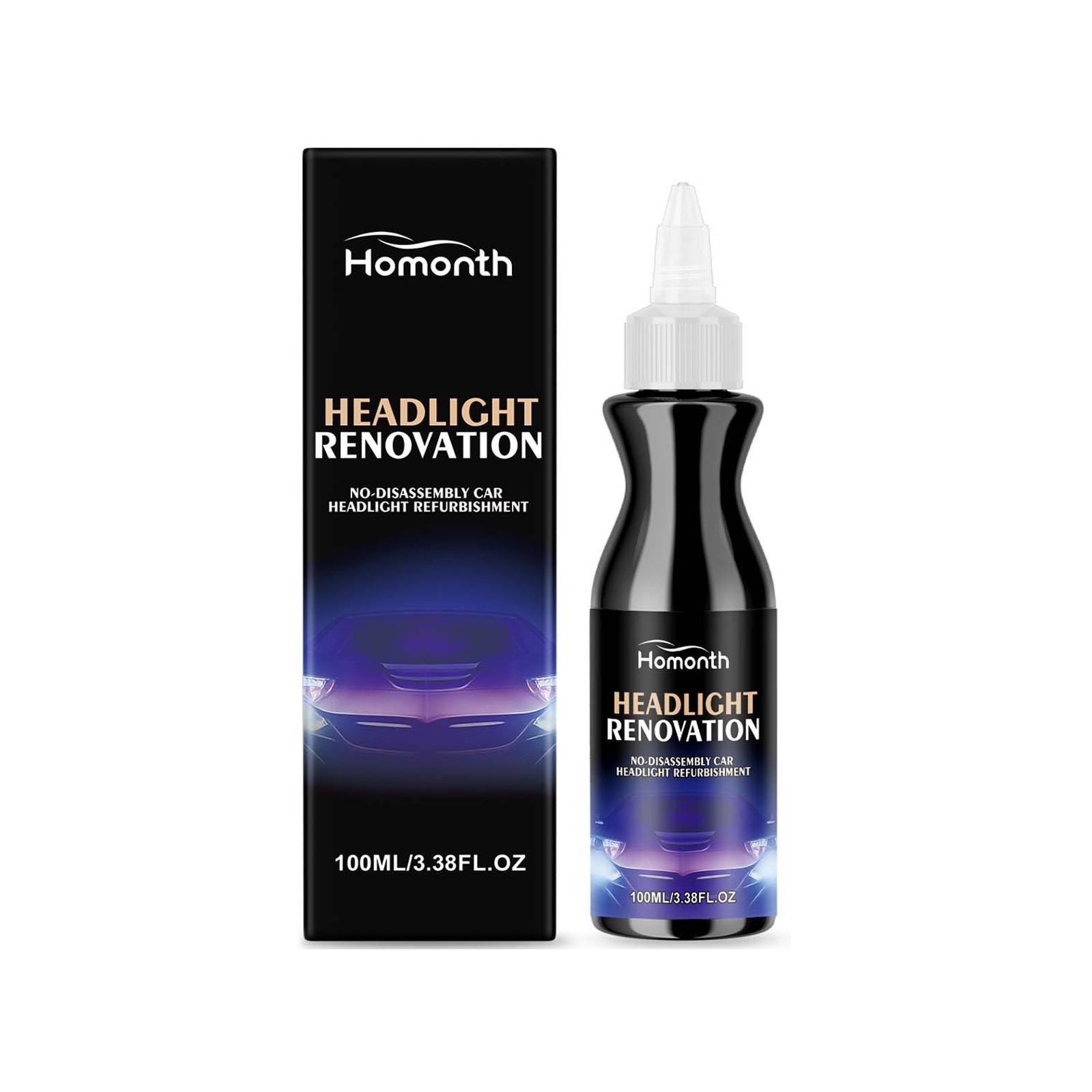 Scheinwerferreinigungslösung - 100 Ml, Zur Reinigung, Verbesserung Der Lichtdurchlässigkeit Und Entfernung Von Vergilbungen An Autoscheinwerfern. -- Biemmedue