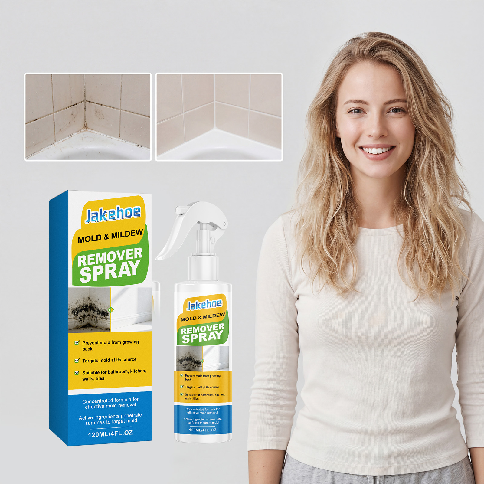 Schimmelentfernungsspray Zur Reinigung Von Schimmelflecken An Wandfliesen Und In Badezimmerecken/dachrinnen – Schimmelentferner Für Den Täglichen Gebrauch Im Haushalt – 120 Ml -- Biemmedue