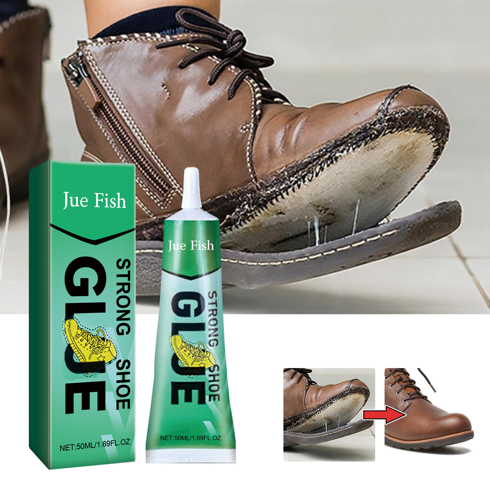 Schuhreparaturkleber, Schnelltrocknend, Weich, Wasserfest, Speziell Entwickelt Für Die Reparatur Von Sportschuhen Und Lederschuhen – 50 Ml -- Biemmedue