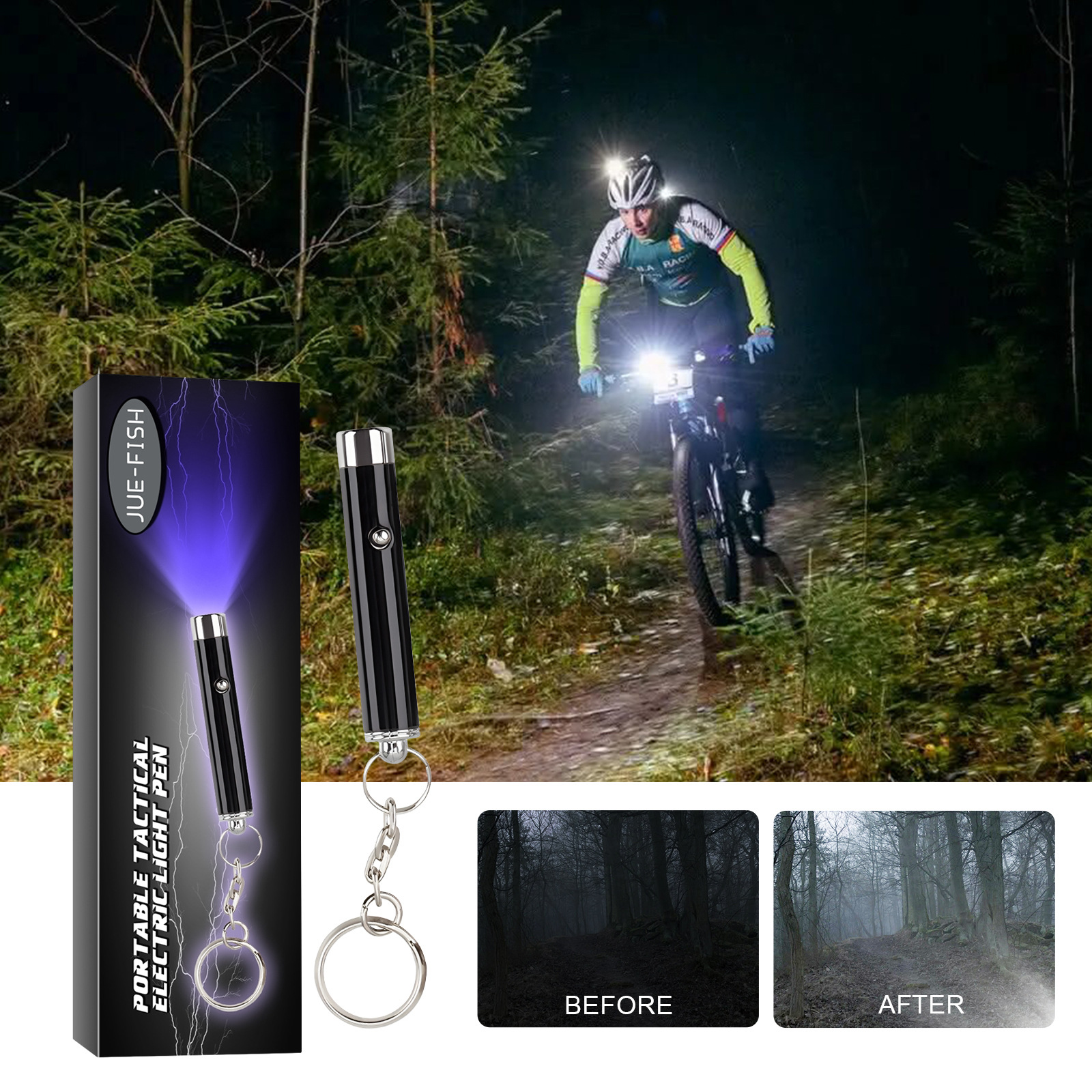 Selbstverteidigungs-taschenlampe, Hohe Helligkeit, Kompakt, Tragbar, Lange Akkulaufzeit, Multifunktional, Stabile Taschenlampe – 1 Stück -- Biemmedue