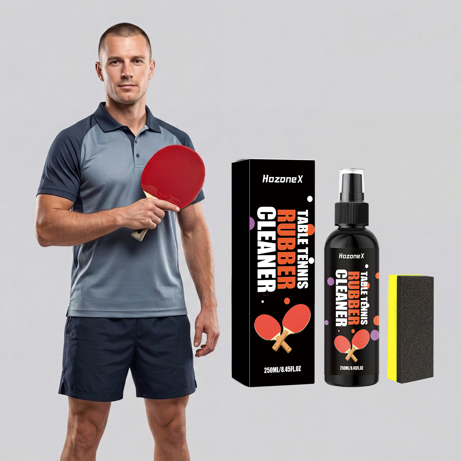 Tischtennisschlägerreiniger Für Die Tägliche Schlägerpflege, Schonende Reinigung Und Fleckenentfernung, Beschädigt Das Gummi Nicht – 250 Ml -- Biemmedue