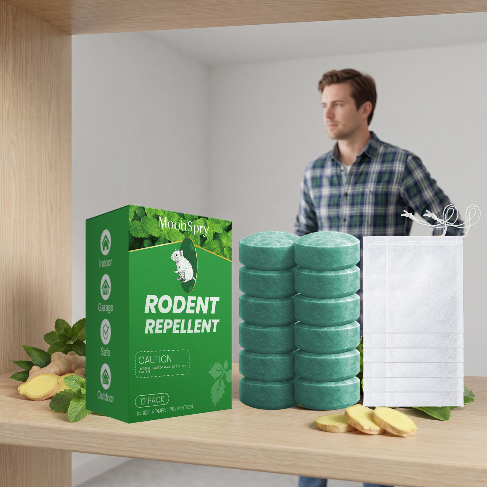 Tragbare Rattenabwehrpellets, Geeignet Für Drinnen, Draußen Und Im Auto, Für Den Ungestörten Gebrauch Zu Hause – 12 Rattenabwehrpellets + 12 Netzbeutel -- Biemmedue