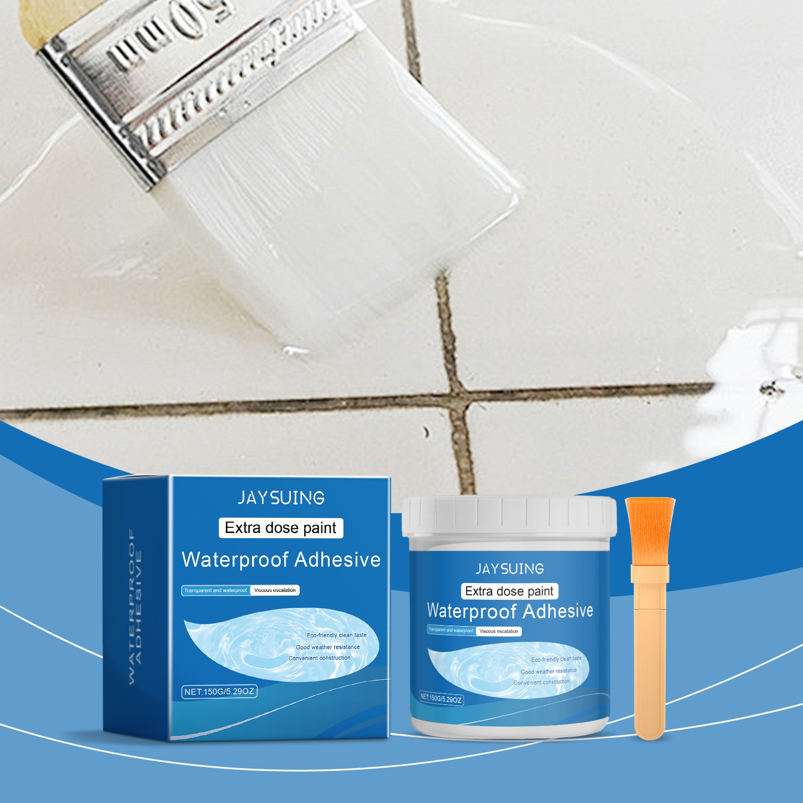 Transparente, Wasserabweisende Beschichtung Für Außenwände, Badezimmer, Toiletten Und Bodenfugen – Vielseitig Einsetzbare, Wasserabweisende Und Wasserdichte Beschichtung – 150 G × 1 + Pinsel × 1 -- Bi