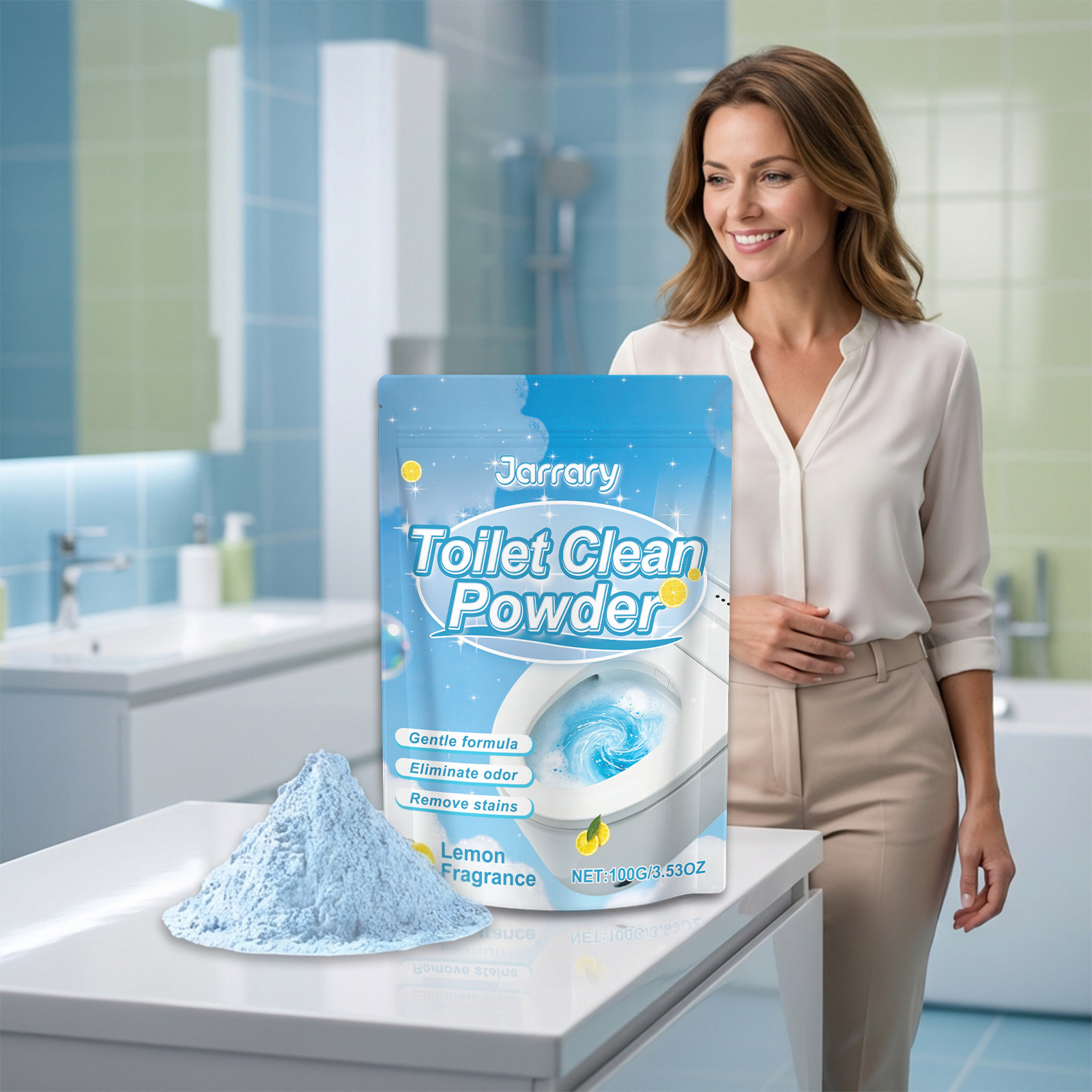 Tragbares Toilettenreinigungspulver Für Haushaltstoiletten, Toilettensitze Und Hartnäckige Kalkablagerungen – 100 G -- Biemmedue