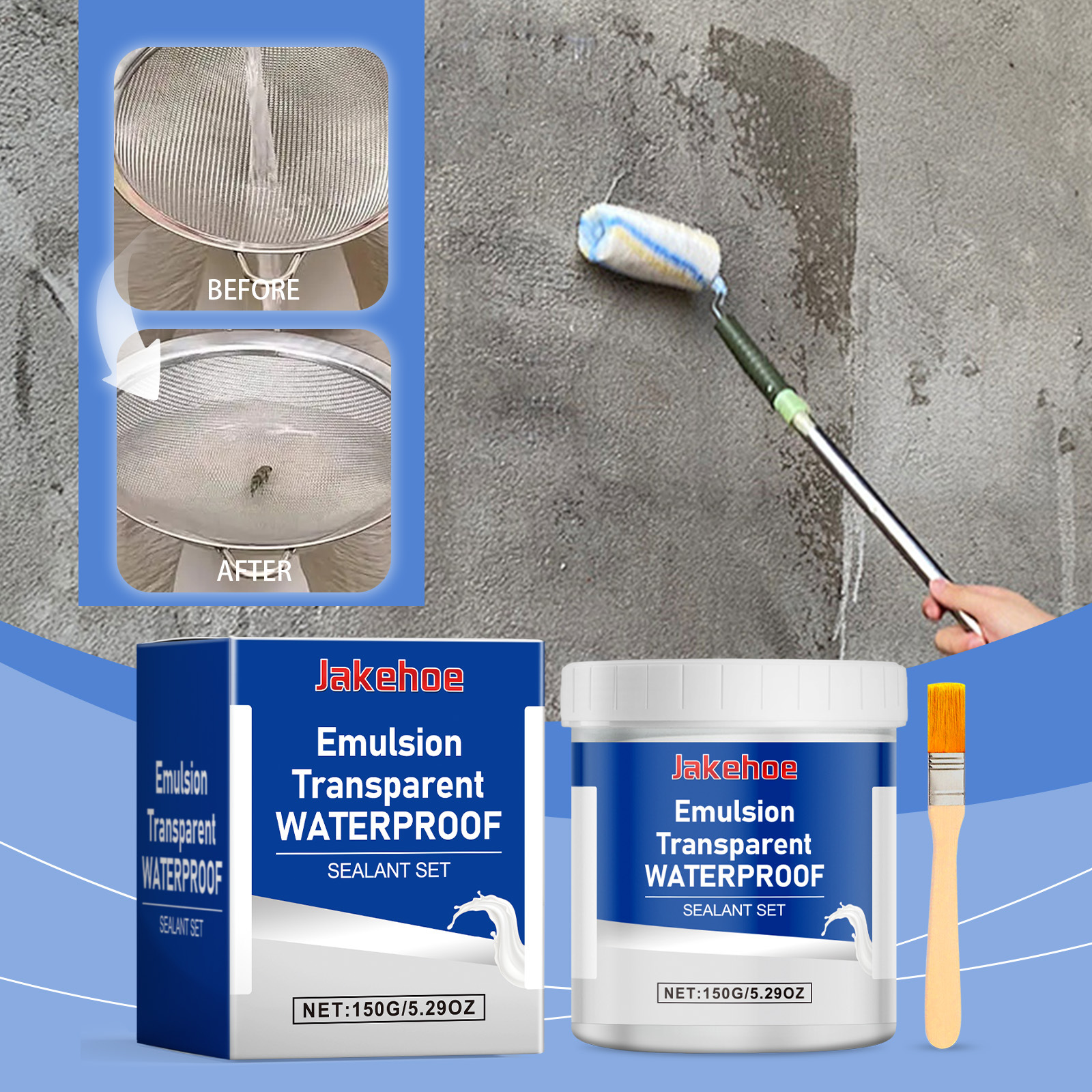 Transparente, Wasserfeste Emulsionsdichtmasse, Unsichtbare Dichtmasse, Schnell Aushärtender, Transparenter, Wasserfester Klebstoff Für Baustellen Und Heimwerker – 150 G + Pinsel -- Biemmedue