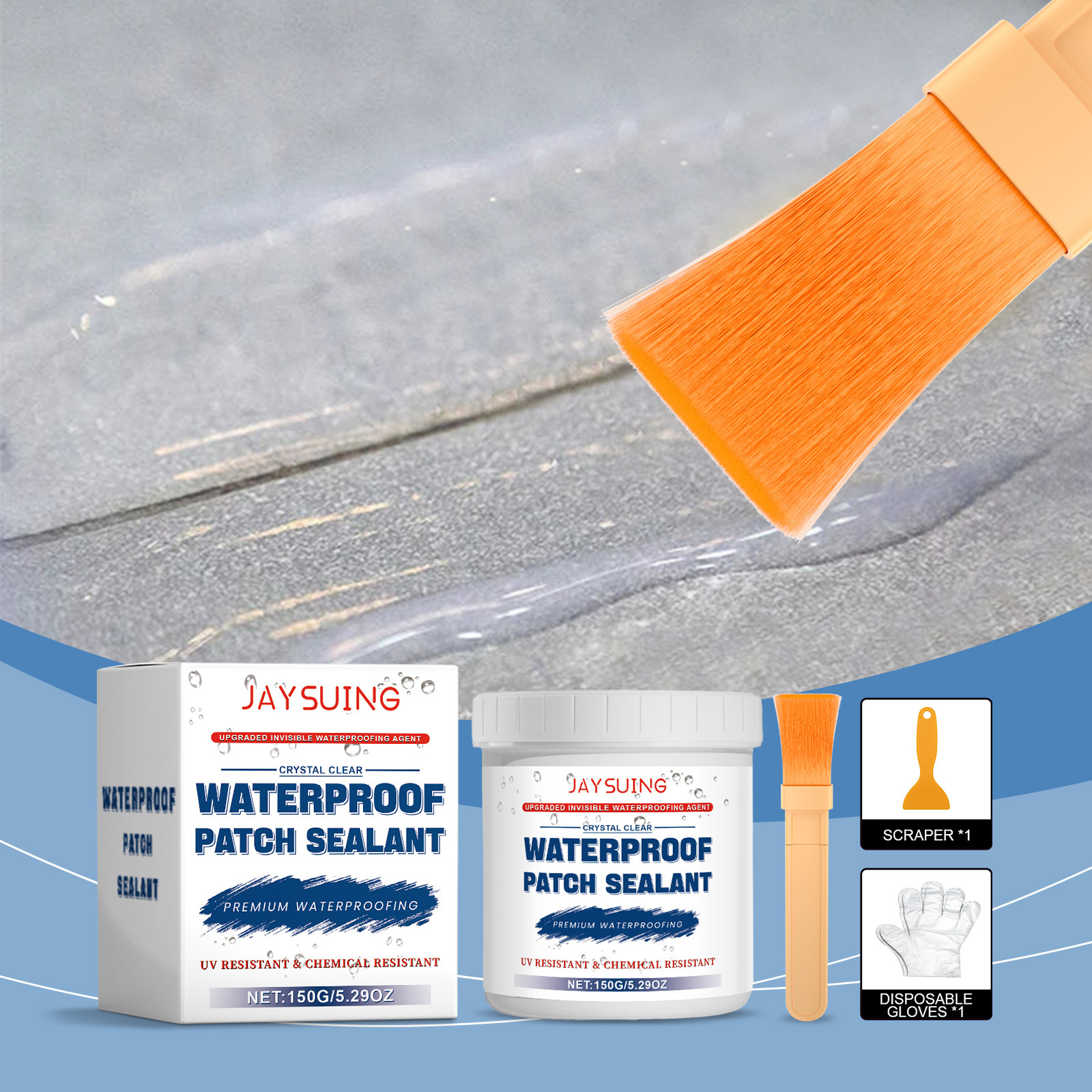 Transparenter, Wasserdichter Dichtstoff Für Badezimmerfliesen Und Dachfugen, Auslaufsicher, Verschleißfester, Wasserdichter Klebstoff Für Den Haushalt – 150 G + Pinsel 1 + Spachtel 1 + Einweghandschuh