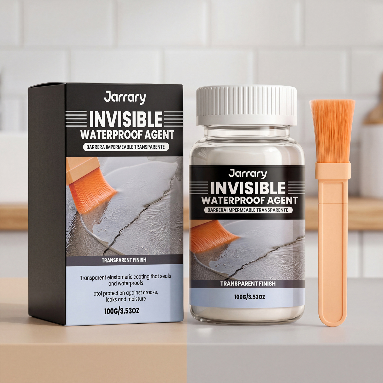 Unsichtbares Imprägniermittel, Wasser- Und Feuchtigkeitsbeständiges Dichtmittel, Rissreparatur, Transparent Und Spurlos, Geeignet Für Den Innen- Und Außenbereich – 100 G × 1 + Pinsel × 1 -- Biemmedue
