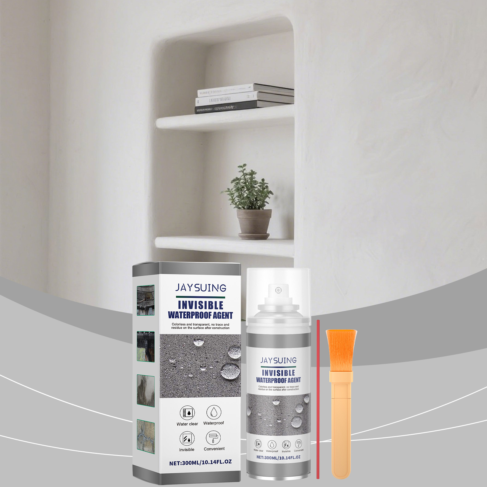 Unsichtbares Imprägniermittel, Geeignet Für Badezimmer, Fliesen, Dächer Und Außenwände – Praktisches Imprägniermittel Für Den Täglichen Gebrauch – 300 Ml X 1, Spritze X 1, Pinsel X 1 -- Biemmedue