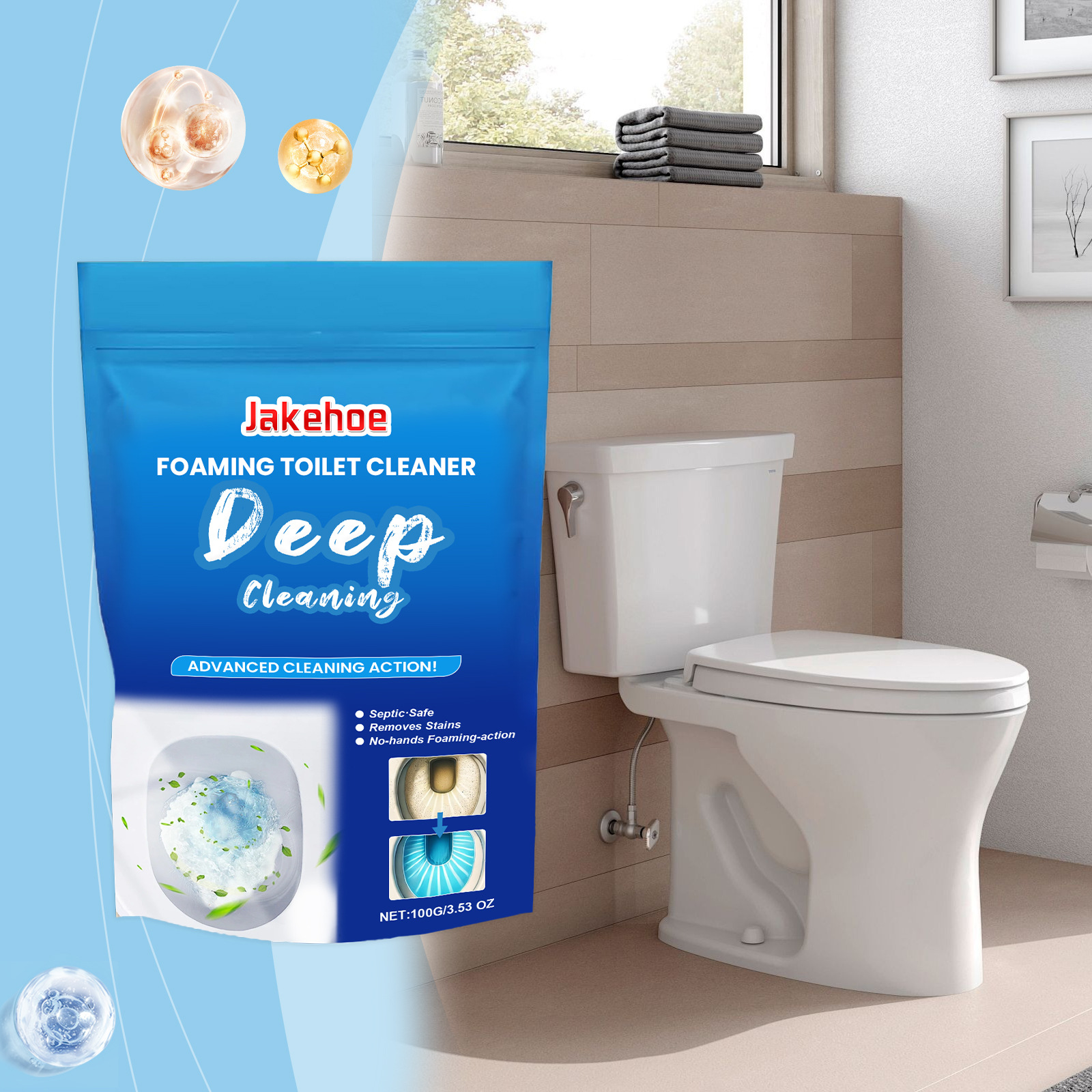 Wc-reiniger Für Den Hausgebrauch, Entfernt Hartnäckige Flecken Und Kalkablagerungen Und Neutralisiert Gerüche – Schaumpulver – 100 G -- Biemmedue