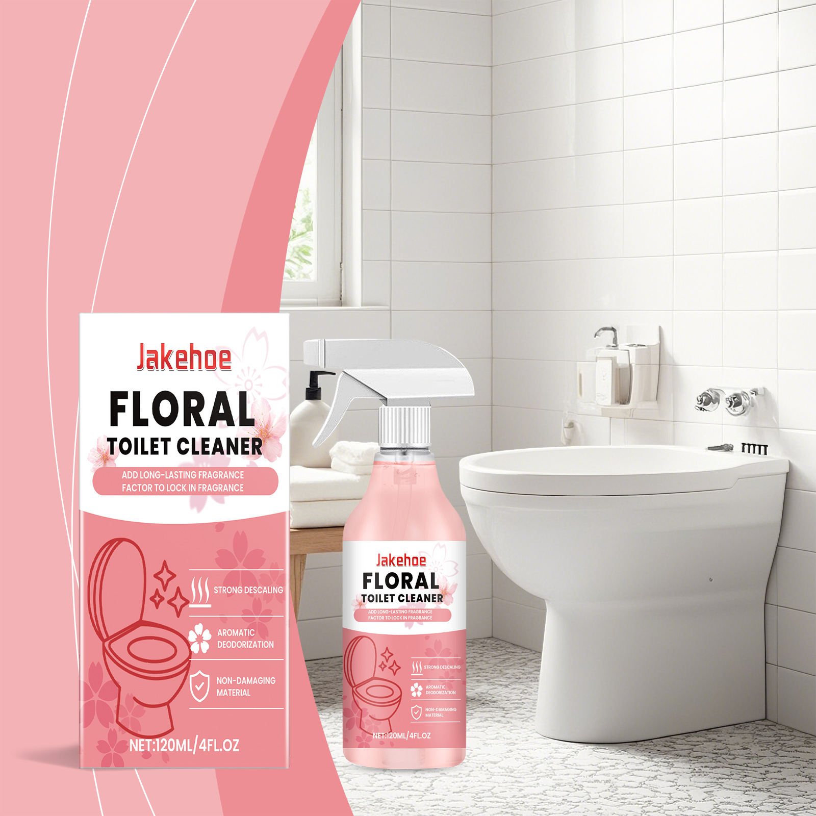 Wc-reiniger Mit Blumigem Duft, Bad-wc-reiniger, Blumiger Duft, Entfernt Gerüche Und Flecken – 120 Ml -- Dtekgaz