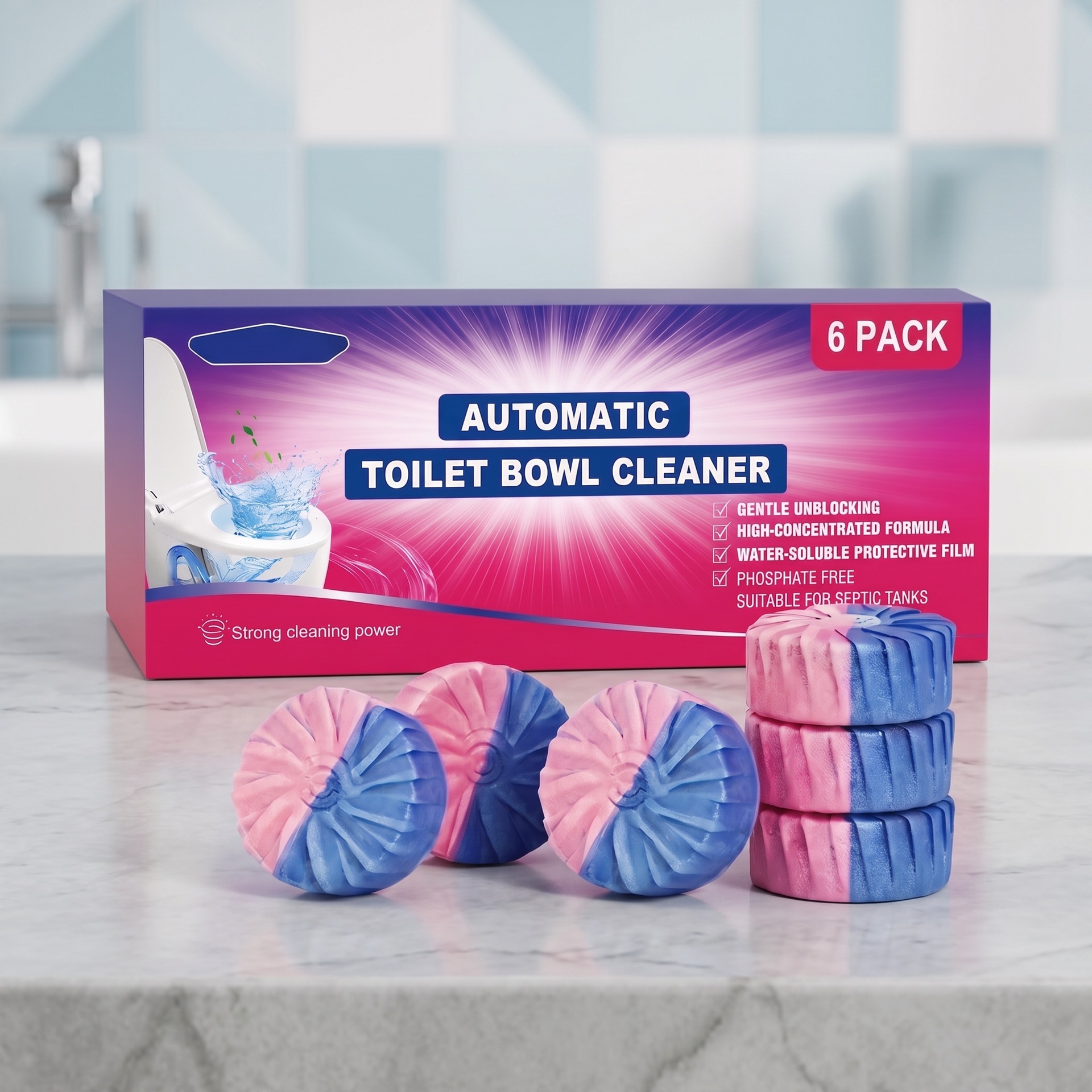Wc-reinigungsblöcke Für Den Hausgebrauch, Entfernen Flecken, Vergilbungen Und Gerüche, Praktisch Für Die Tägliche Anwendung Und Mit Frischem Duft. – 6er-packung -- Biemmedue