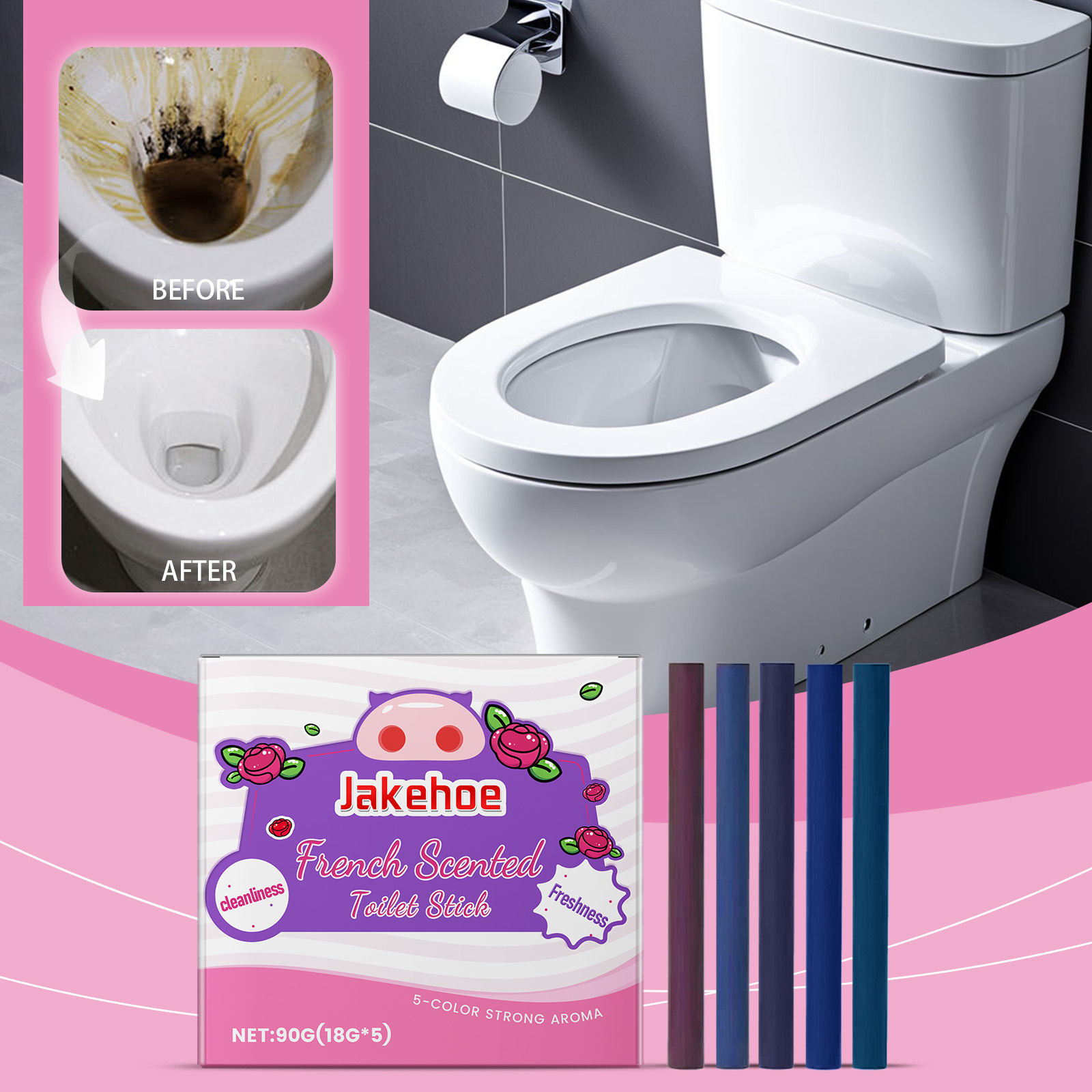 Wc-reinigungssticks Entfernen Gerüche, Flecken Und Urinablagerungen Und Hinterlassen Einen Angenehmen Duft. Wc-reinigungssticks – 90 G (18 G × 5) -- Biemmedue