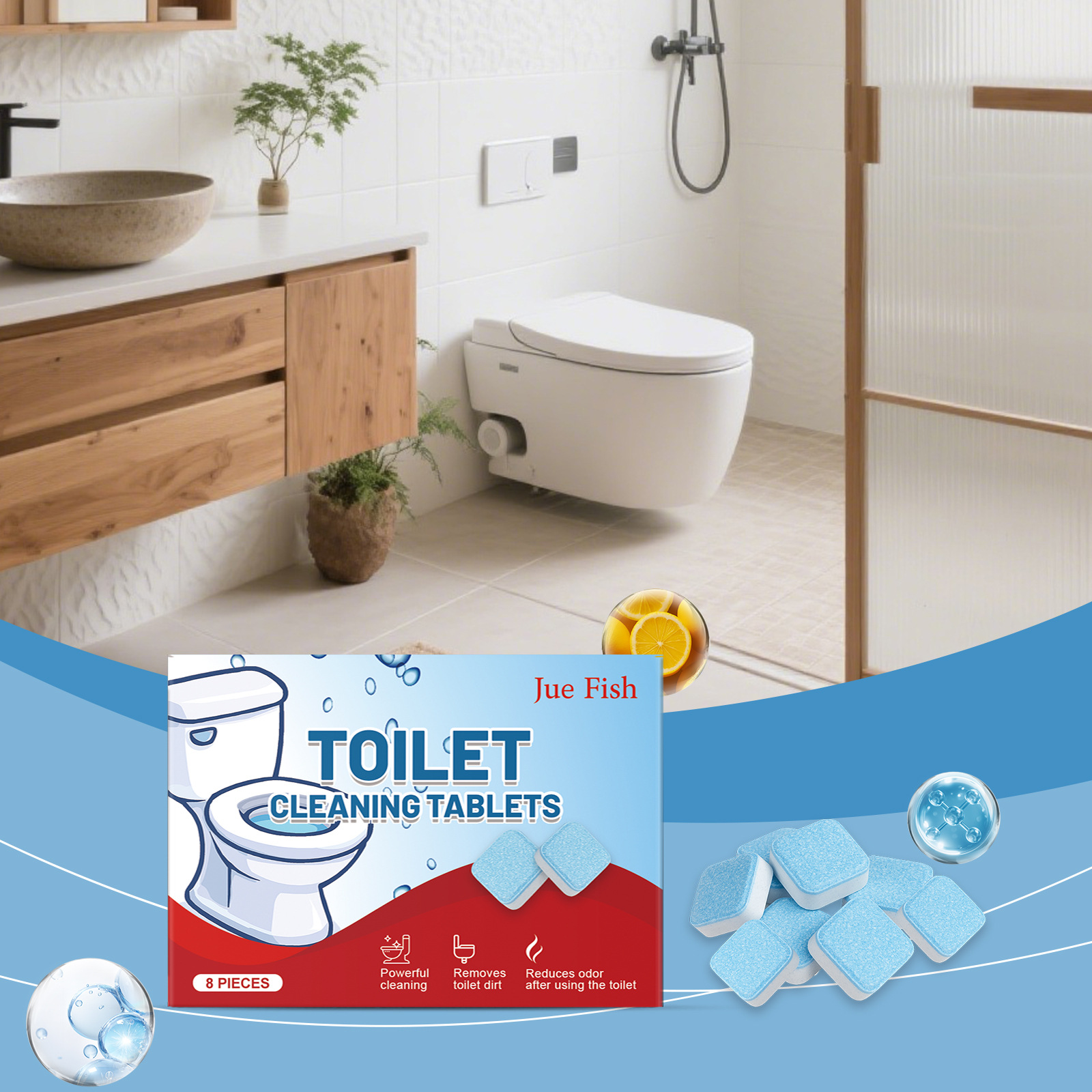 Wc-reinigungstabletten Entfernen Flecken, Kalk Und Gerüche, Hinterlassen Einen Frischen Duft Und Pflegen Die Toilette. Automatischer Wc-reiniger – 8 Stück -- Biemmedue