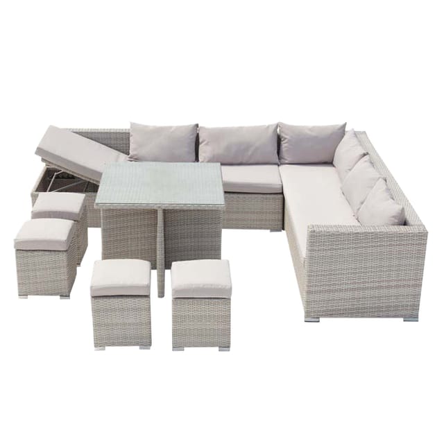 Gartenmöbel-Set für 10 Personen aus grauem/grauem Harz fidji