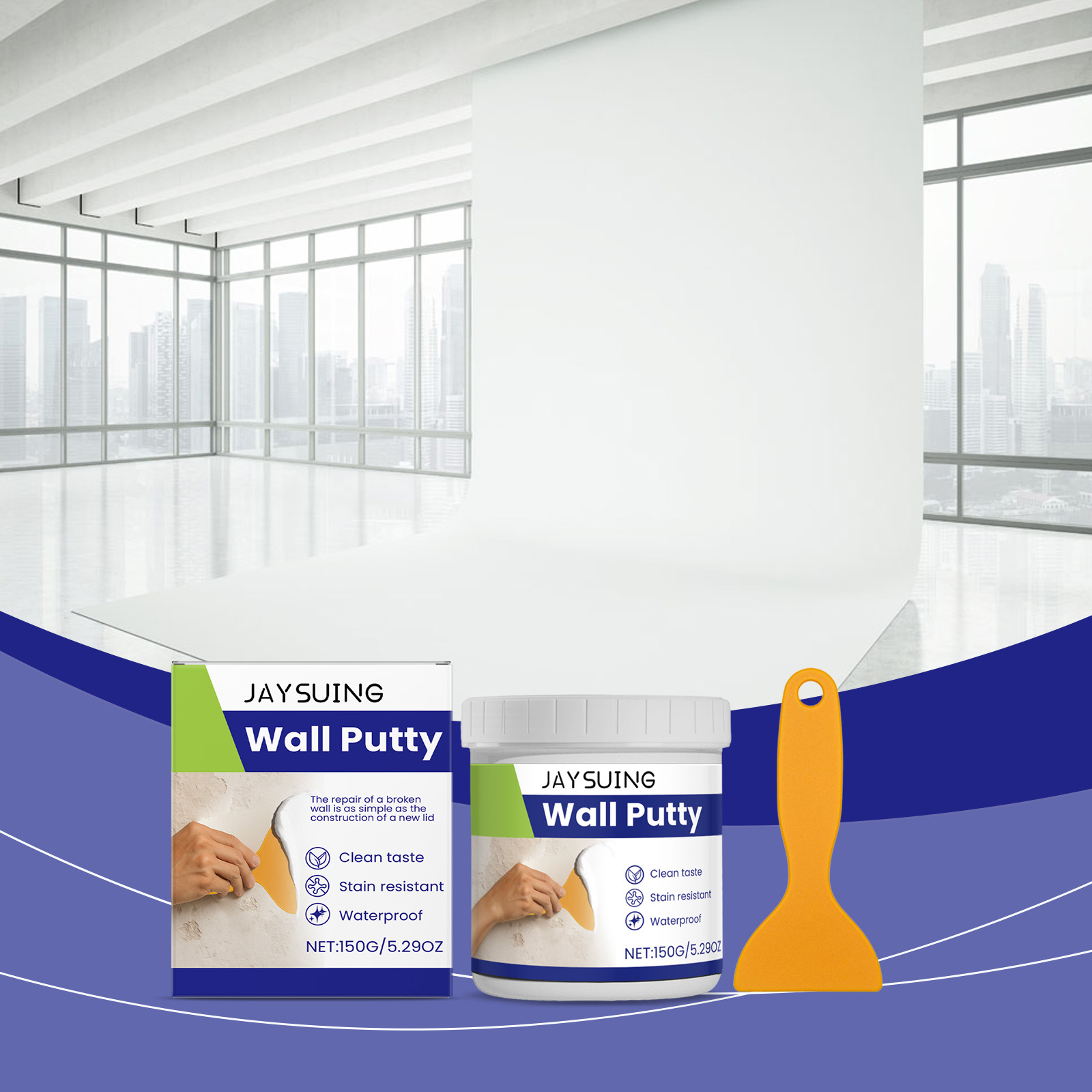 Wandfüllerpaste Zum Glätten Von Dellen Und Rissen, Geeignet Für Hausrenovierungen Und Sofortreparaturen An Wänden – 150 G × 1, Spachtel × 1 -- Biemmedue