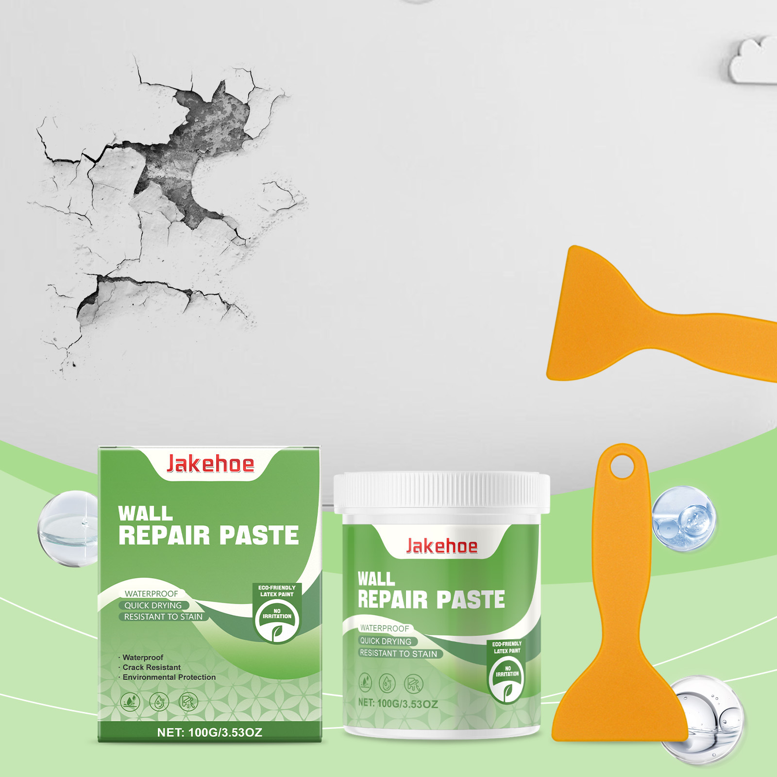 Wandreparaturpaste Für Den Heimgebrauch, Zur Ausbesserung Von Kratzern, Dellen, Rissen Und Nagellöchern – 100 G + Spachtel -- Biemmedue