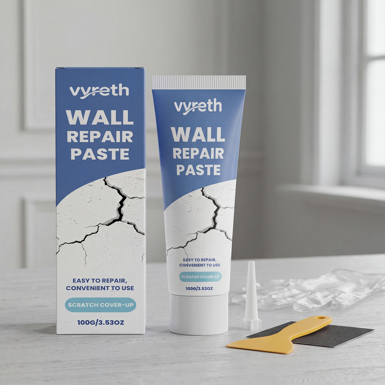 Wandreparaturpaste Für Den Heimgebrauch: Einfach Anzuwenden Und Mit Starker Haftung Zur Reparatur Kleiner Risse Und Löcher In Wänden. – Inhalt: 100 G Wandreparaturpaste + Spachtel + Schleifpapier + Ei