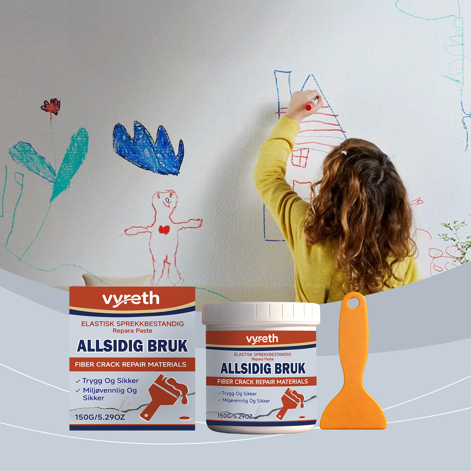 Wandreparaturpaste – Ideal Zum Abdecken Von Graffitiflecken, Dellen, Rissen Und Nagellöchern – 150 G X 1 + Spachtel X 1 -- Biemmedue